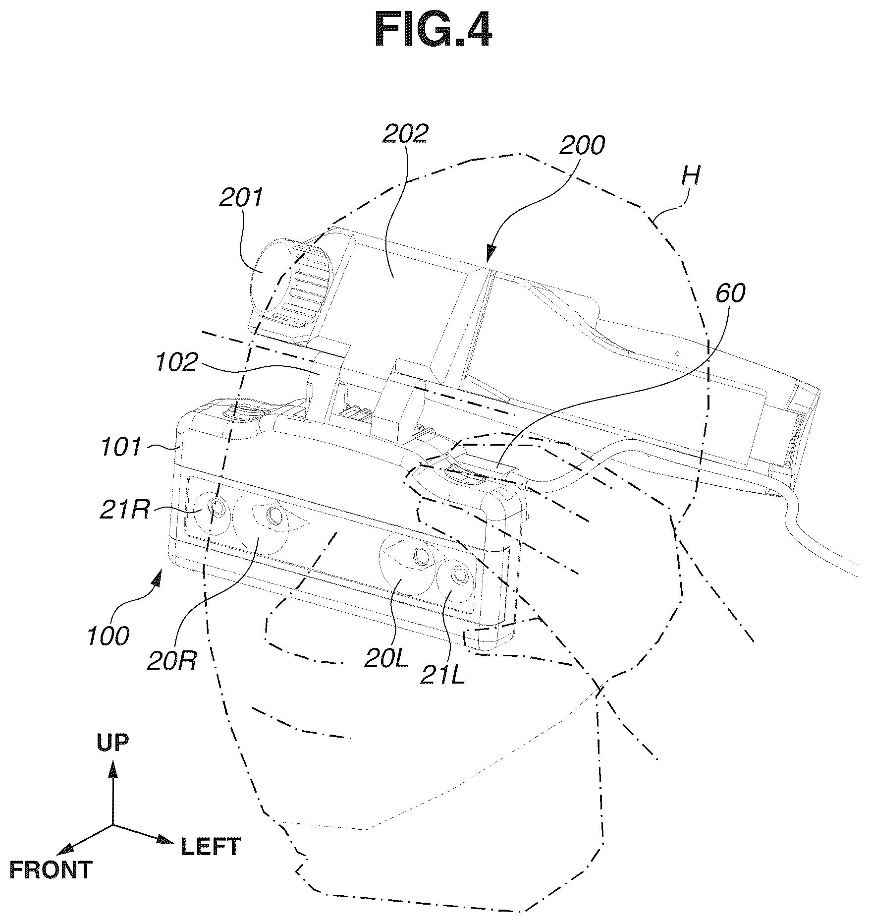 Patent US12321194 Figure 4 – Head mounted display with flip-up display device