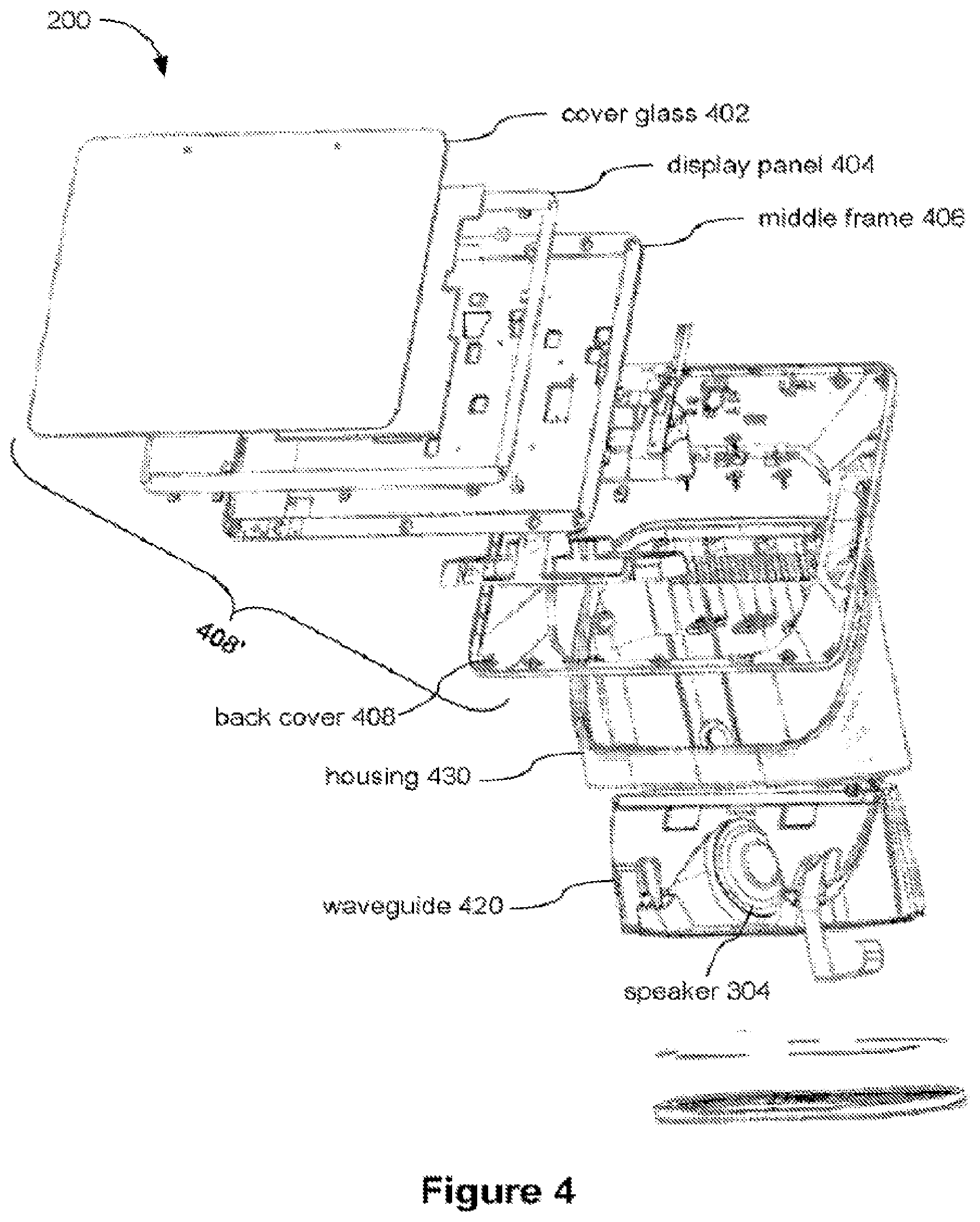 Patent US12321202 Figure 4 – Speaker assembly in a display assistant device