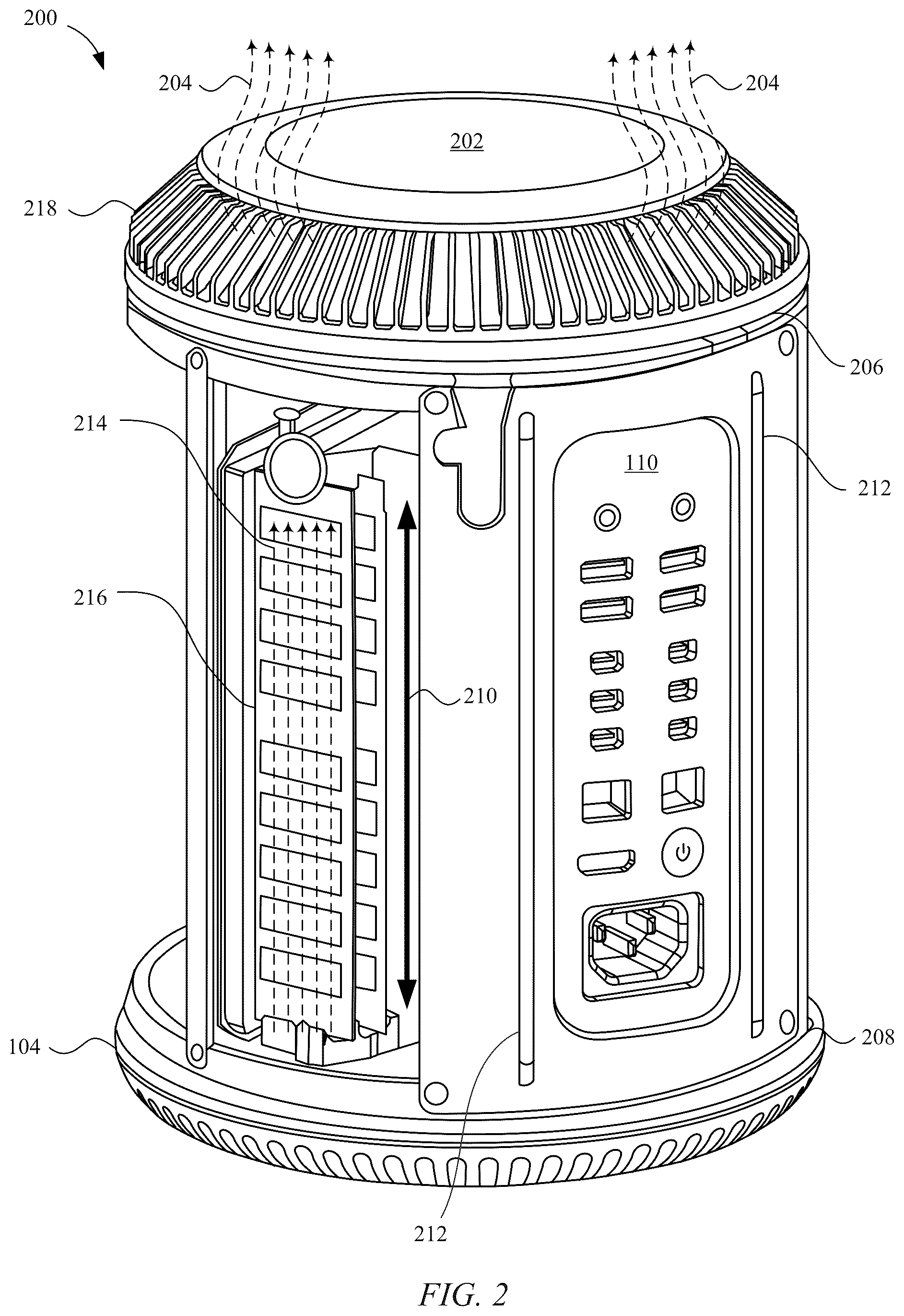 Patent US12321205 Figure 2 – Desktop electronic device