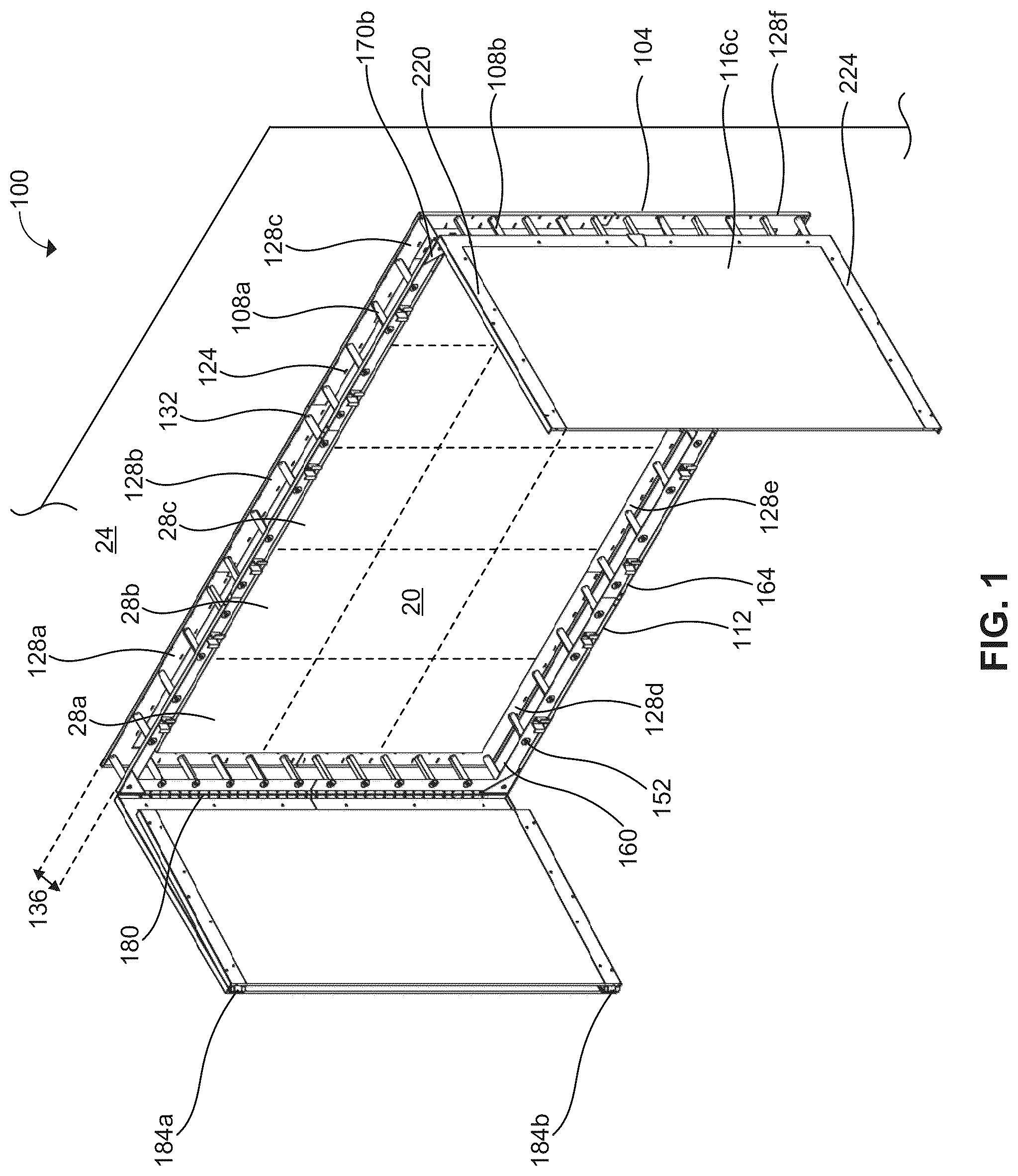 Patent US12321206 — Protective cover apparatus for a direct-view light emitting diode (DV LED) screen and a method of protecting and maintaining the DV LED screen — Figure 1