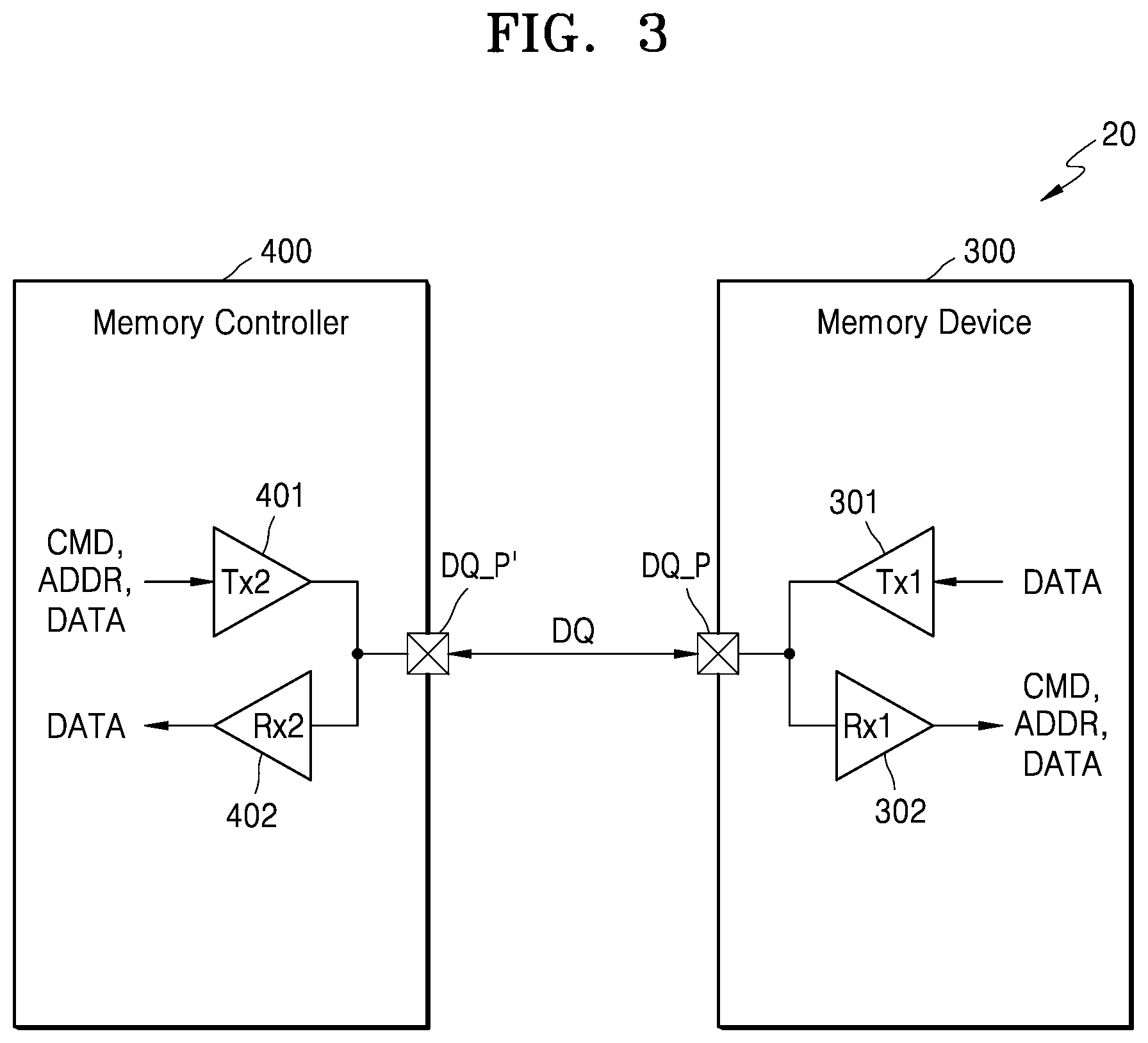 Patent US12321290 Figure 3 – Memory device supporting a high-efficient input/output interface and a memory system including the memory device