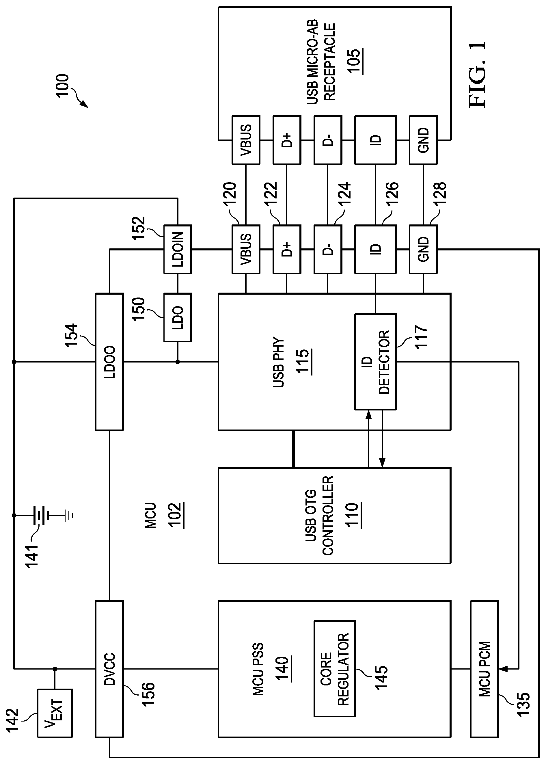 Patent US12321306 — Methods and apparatus to enable status change detection in a low power mode of a microcontroller unit — Figure 1
