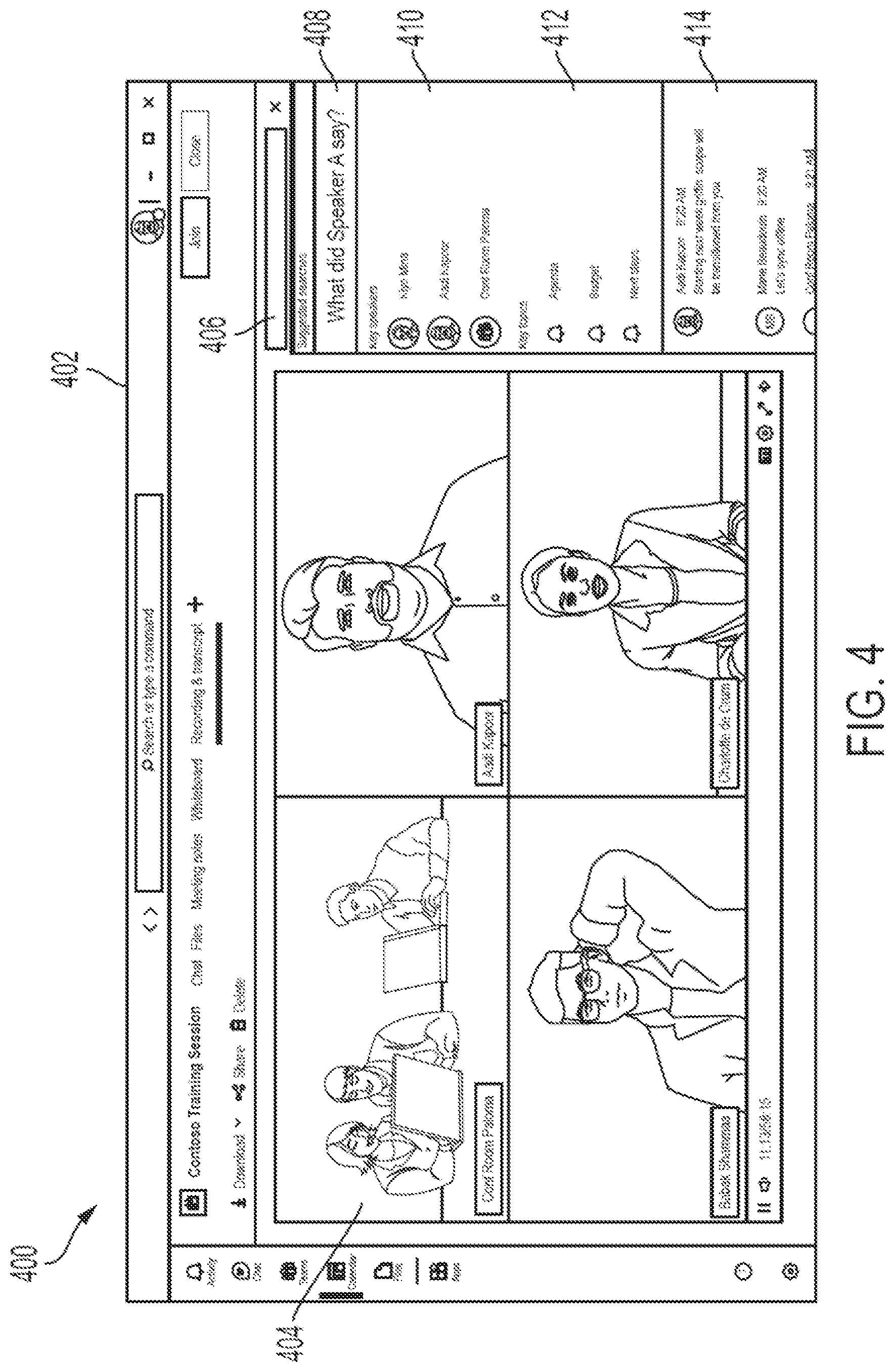 Patent US12321383 Figure 6 – Suggested queries for transcript search