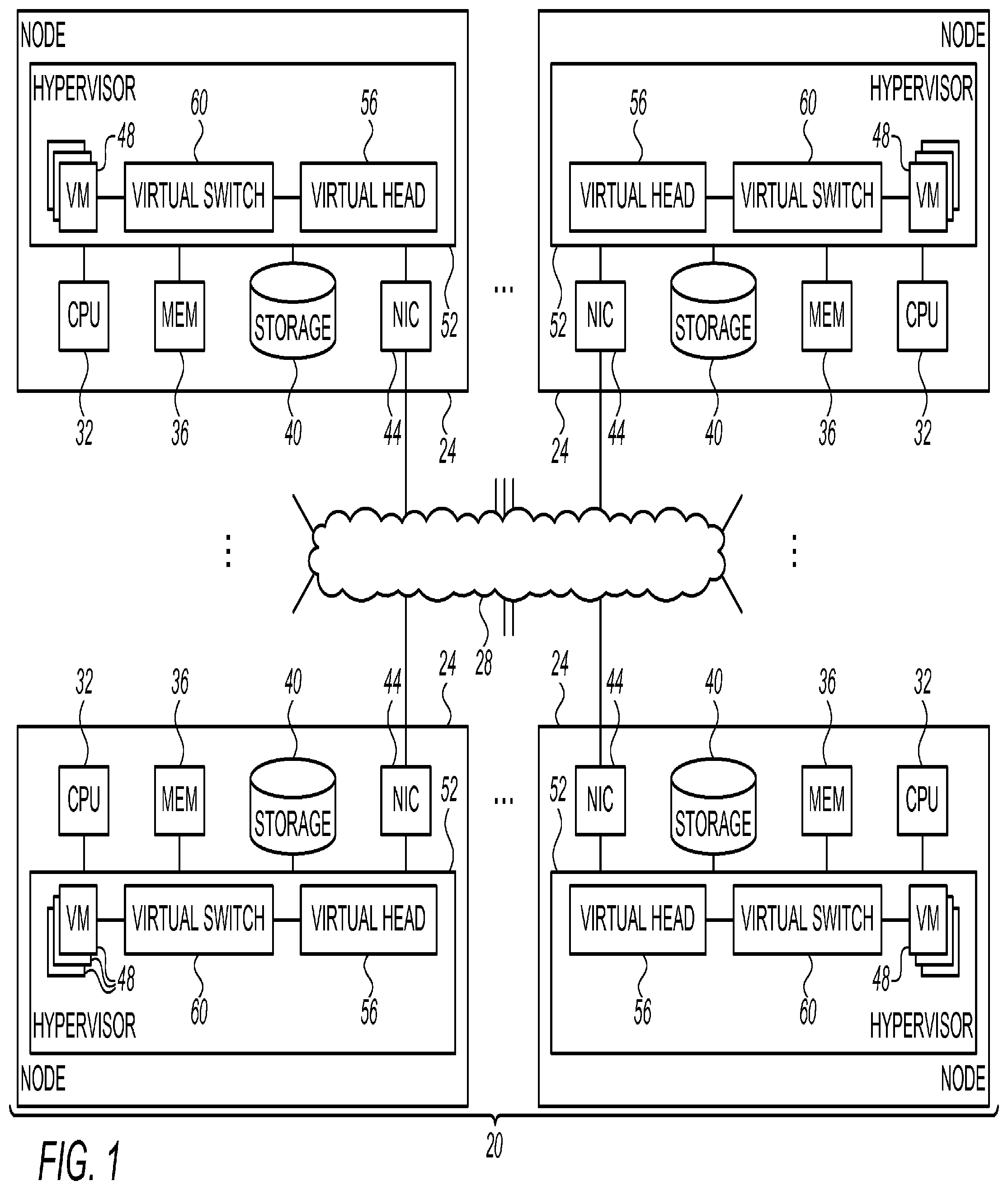 Patent US12321398 Figure 1 – Distributed file system for virtualized computing clusters