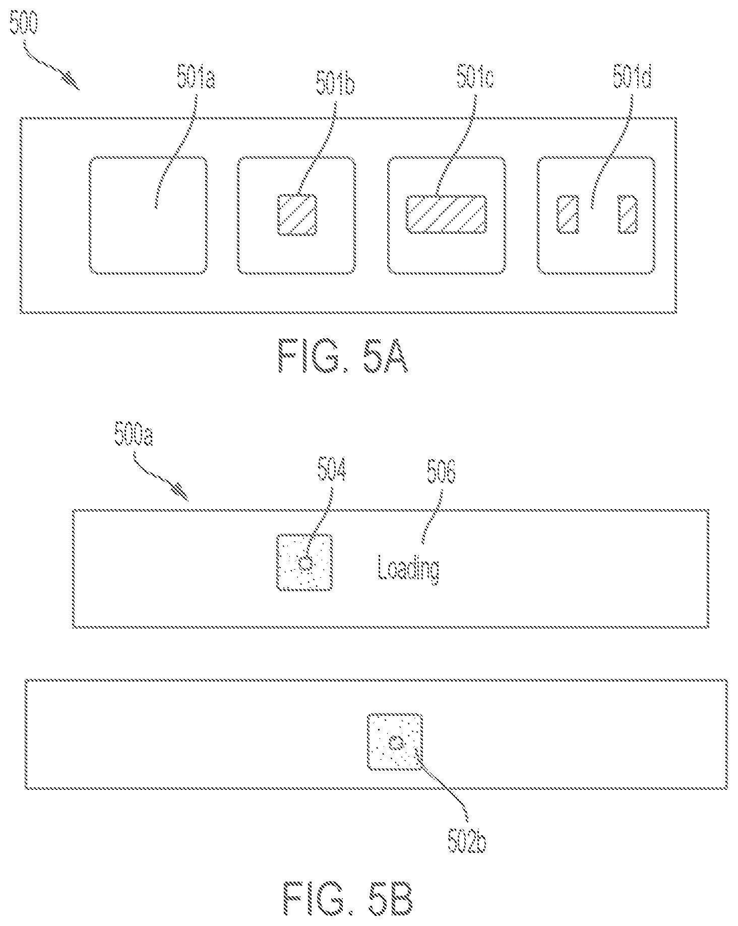 Patent US12321411 Figure 5 – Loading animation with shape that grows from within from central point