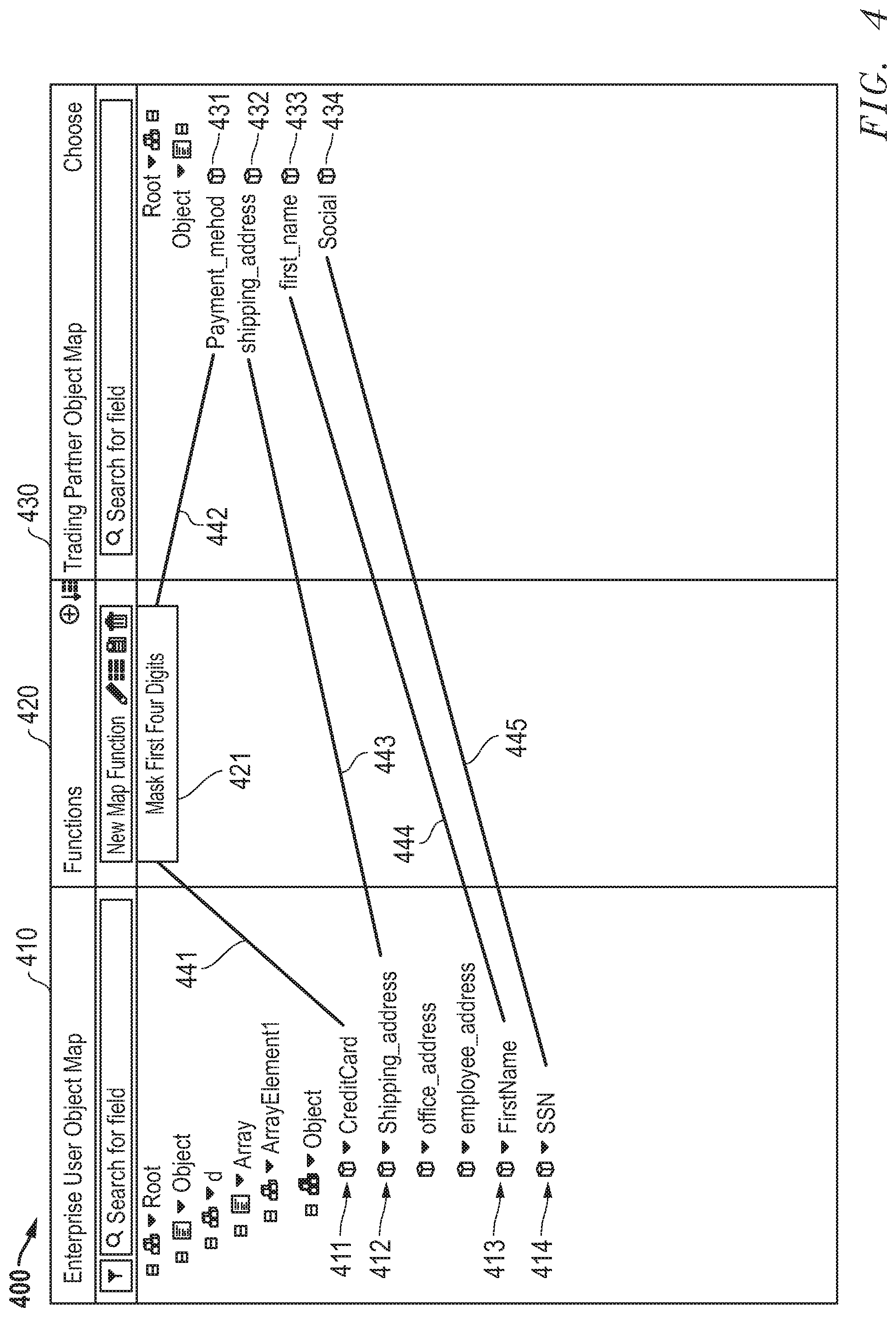 Patent US12321482 Figure 4 – System and method for recommending secure transfer measures for personal identifiable information in integration process data transfers