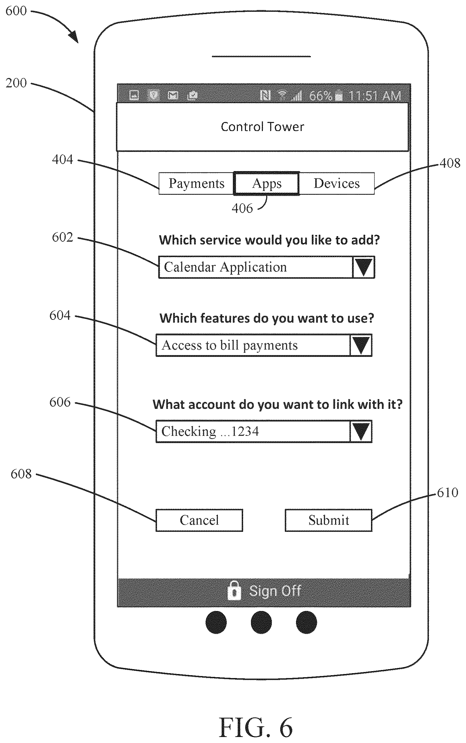 Patent US12321490 Figure 6 – Scrubbing account data accessed via links to applications or devices
