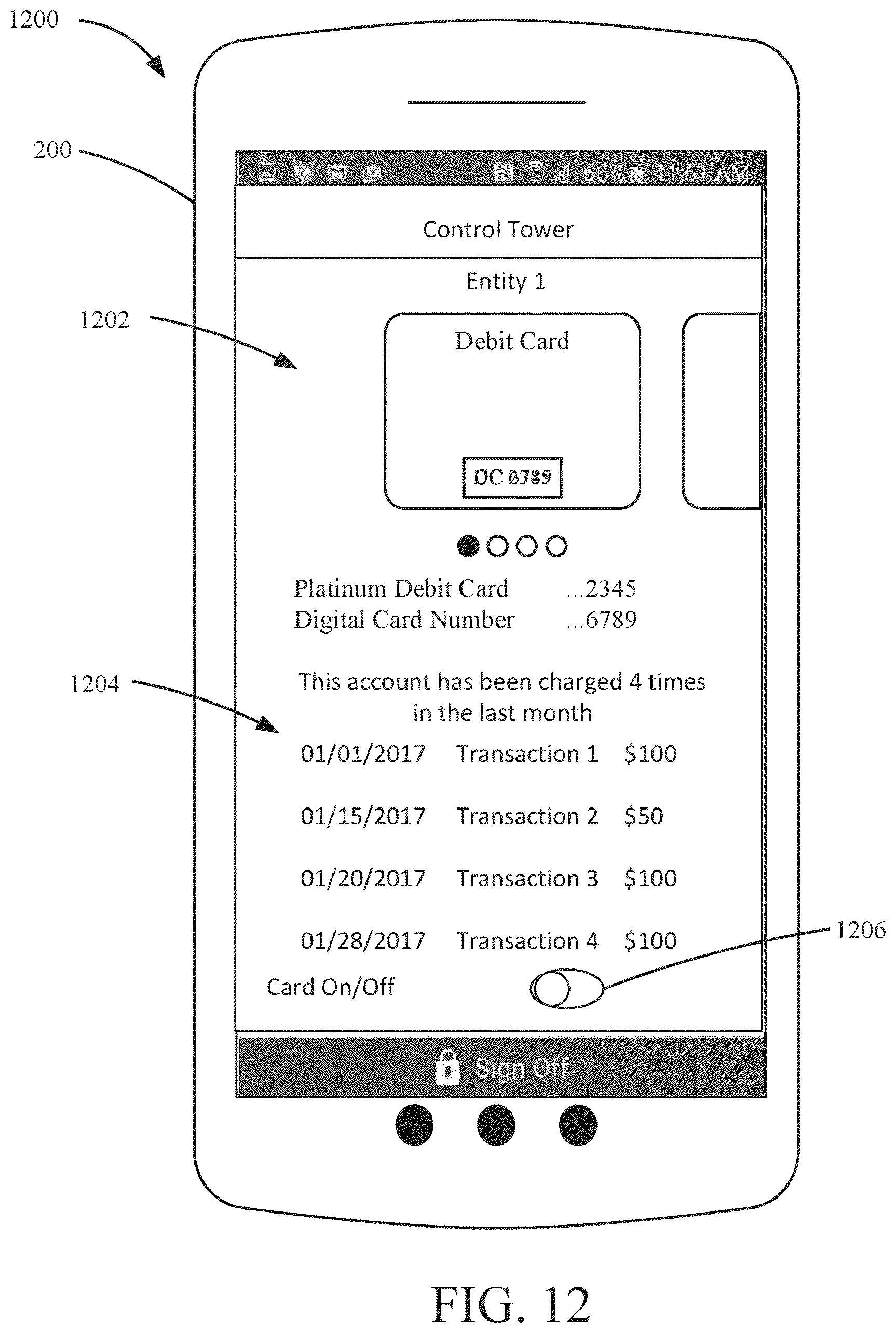 Patent US12321490 Figure 12 – Scrubbing account data accessed via links to applications or devices