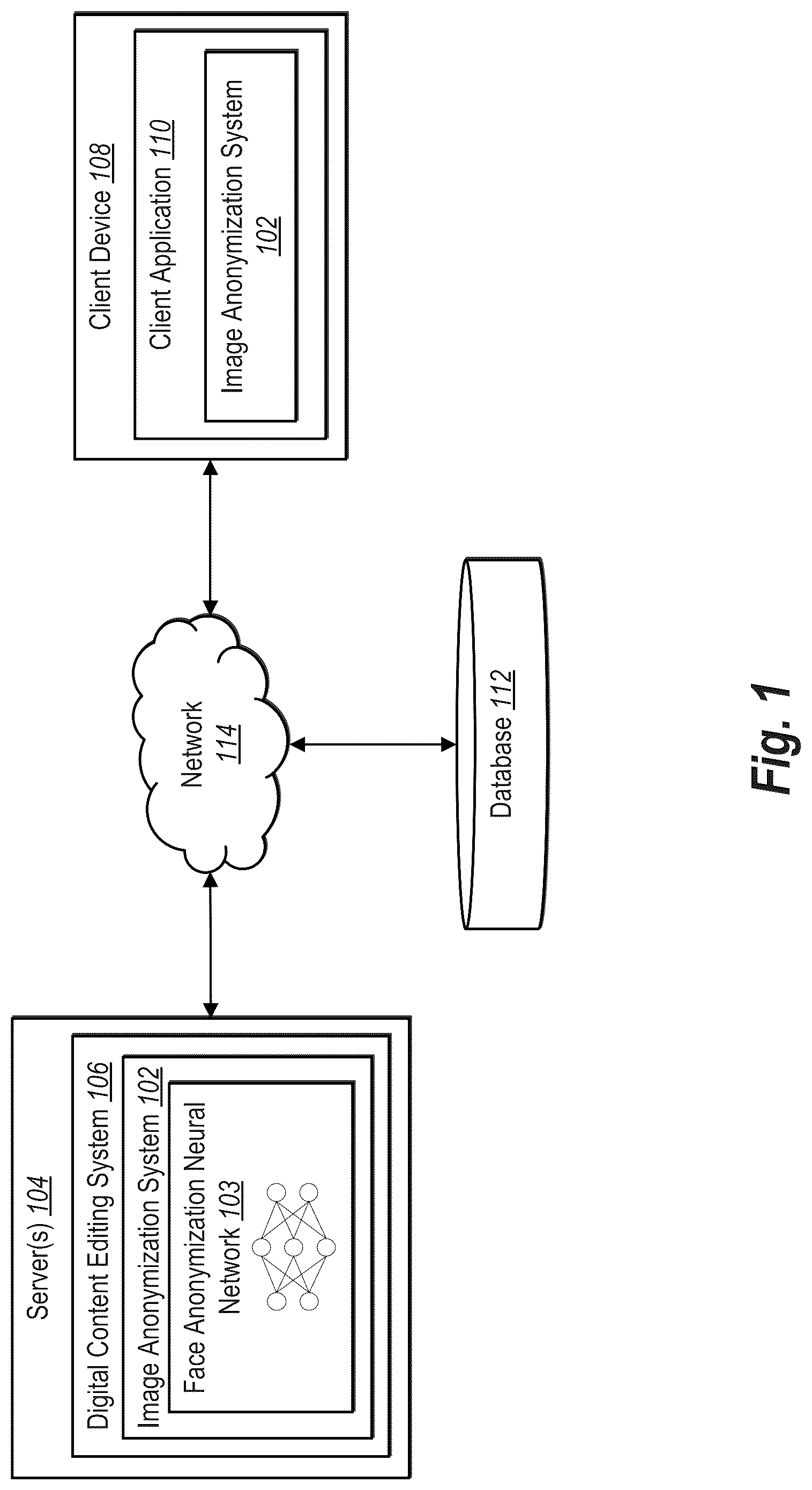Patent US12321495 Figure 1 – Anonymizing digital images utilizing a generative adversarial neural network