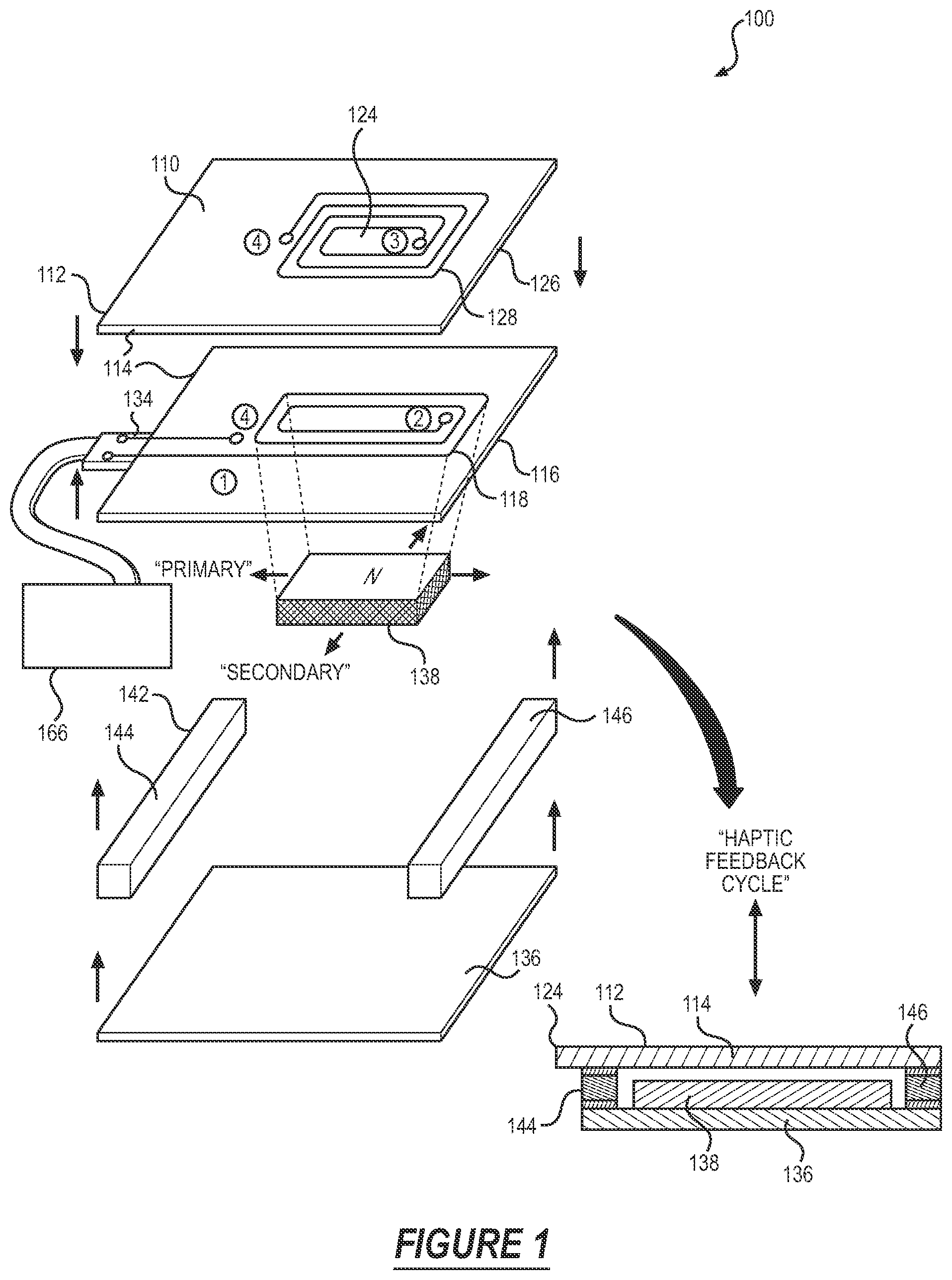 Patent US12321529 Figure 1 – Haptic actuator system including a multi-layer inductor and a magnetic element