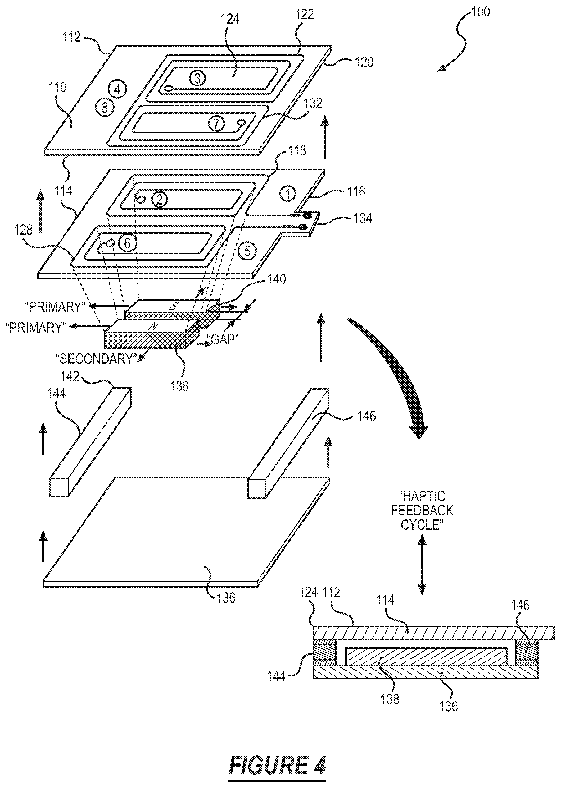 Patent US12321529 Figure 4 – Haptic actuator system including a multi-layer inductor and a magnetic element