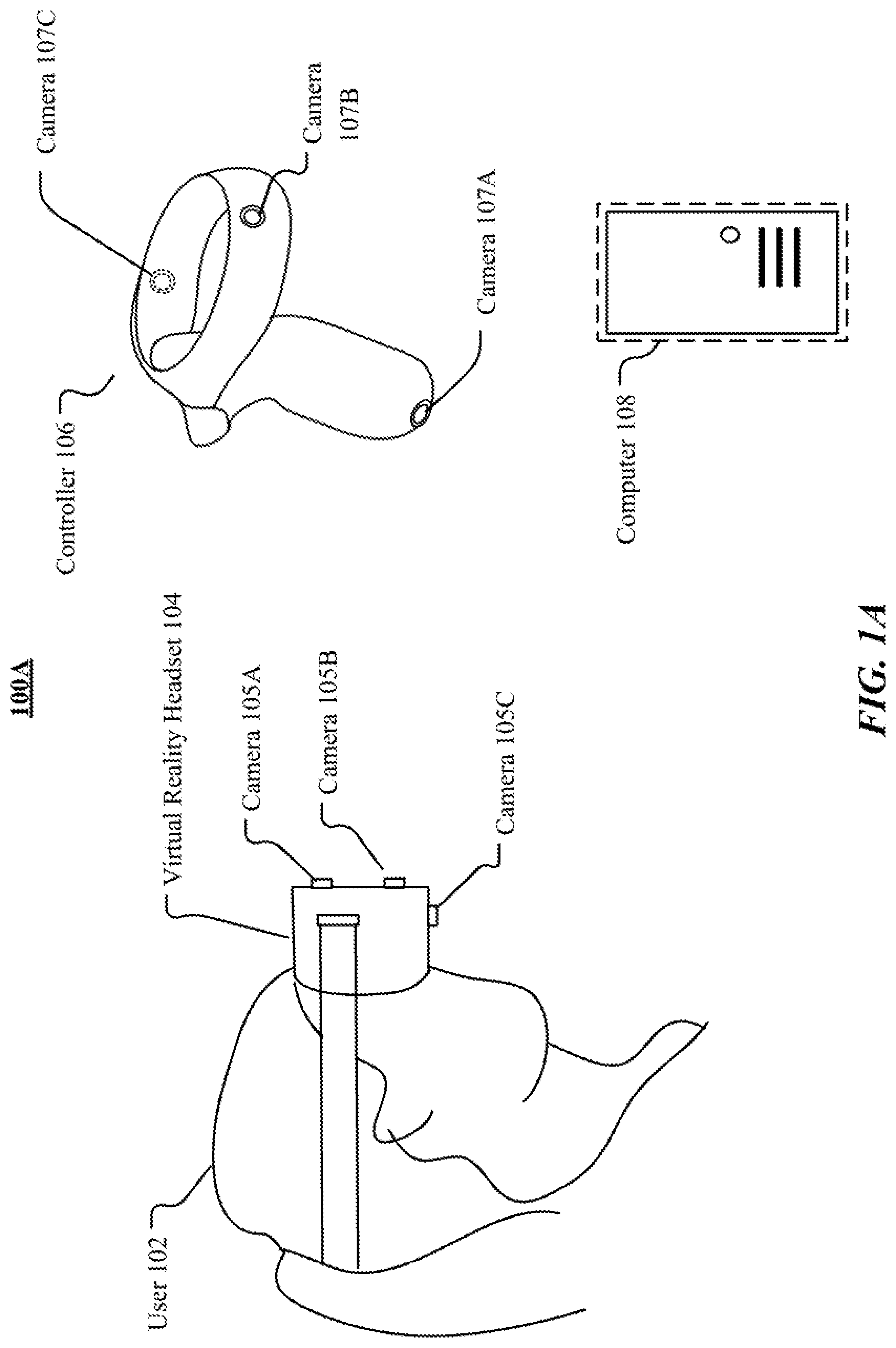 Patent US12321535 Figure 1 – Body pose estimation using self-tracked controllers