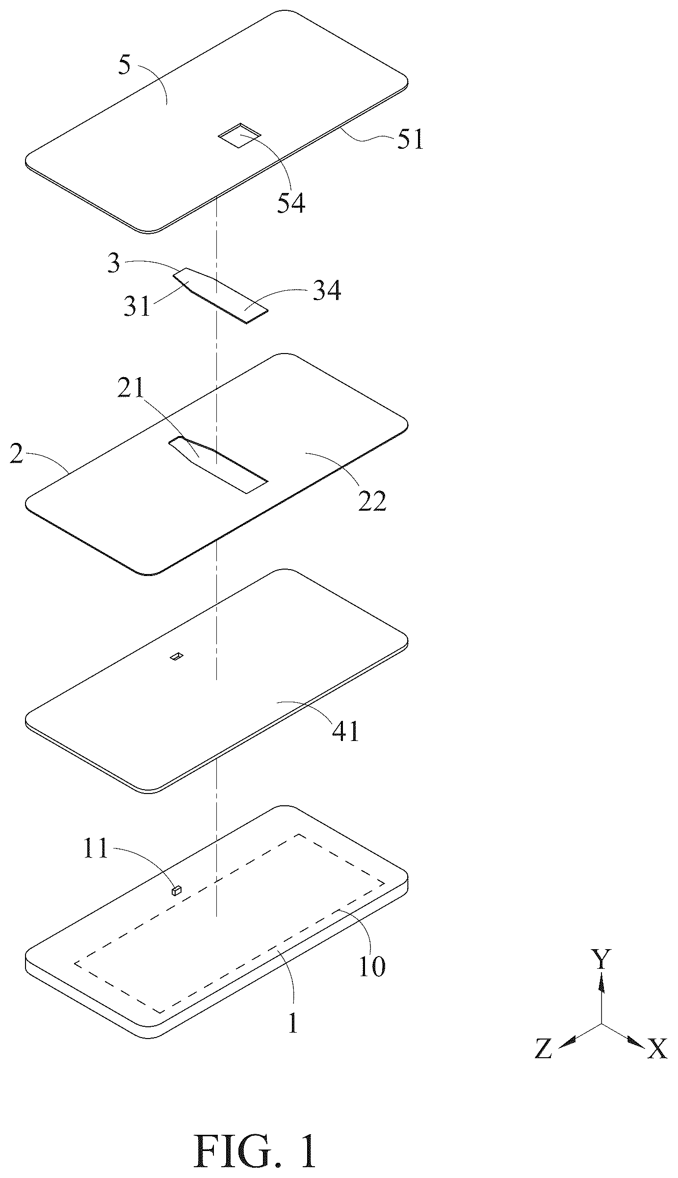Patent US12321540 Figure 1 – Light-emitting module for touchpad