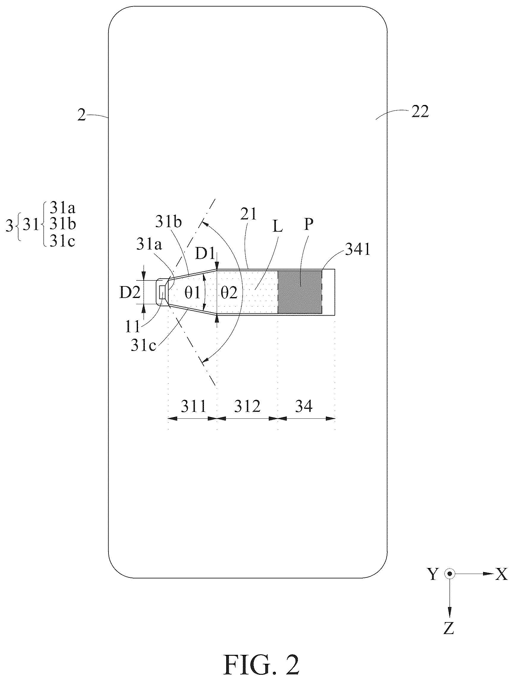 Patent US12321540 Figure 2 – Light-emitting module for touchpad