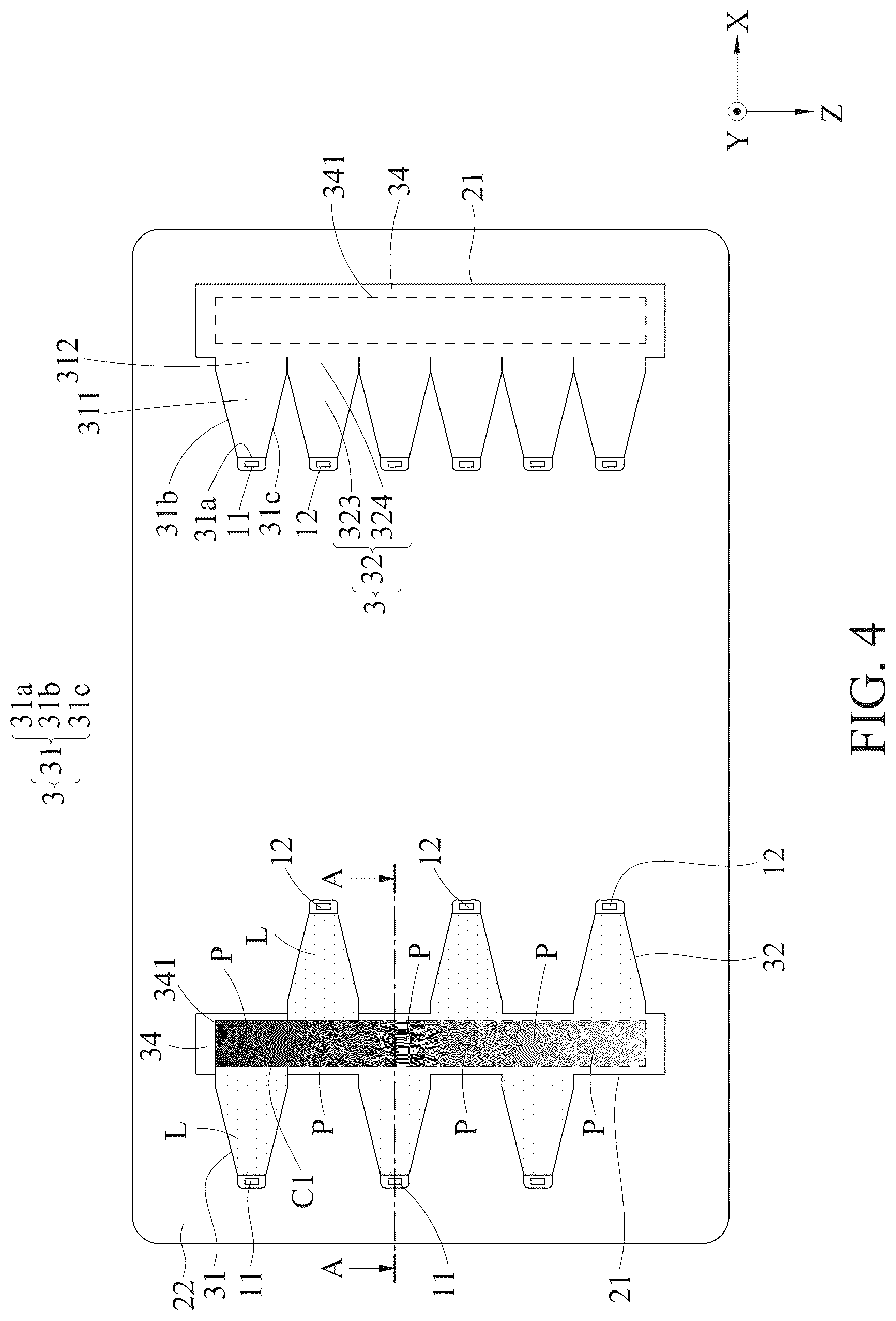 Patent US12321540 Figure 4 – Light-emitting module for touchpad