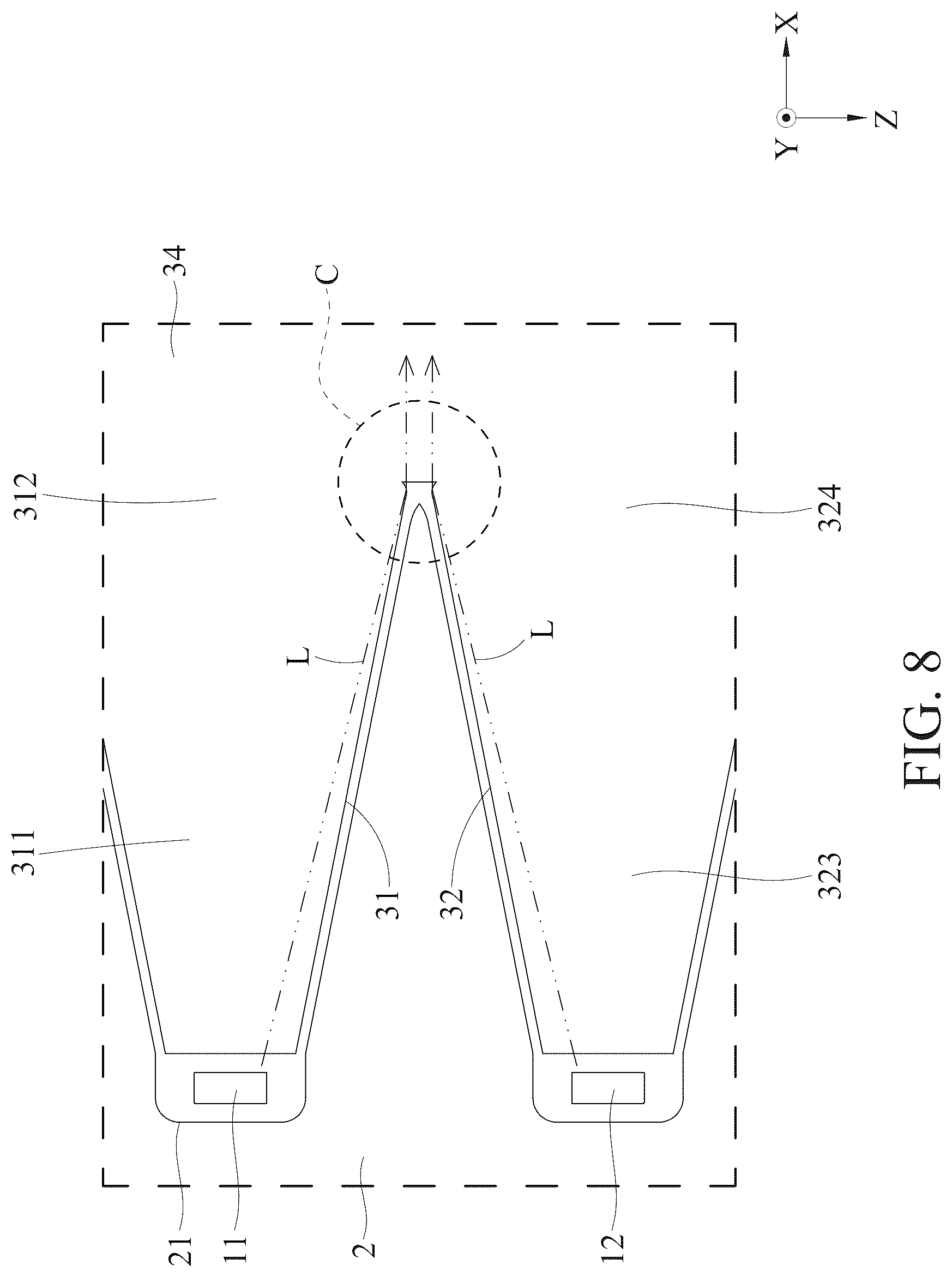 Patent US12321540 Figure 8 – Light-emitting module for touchpad