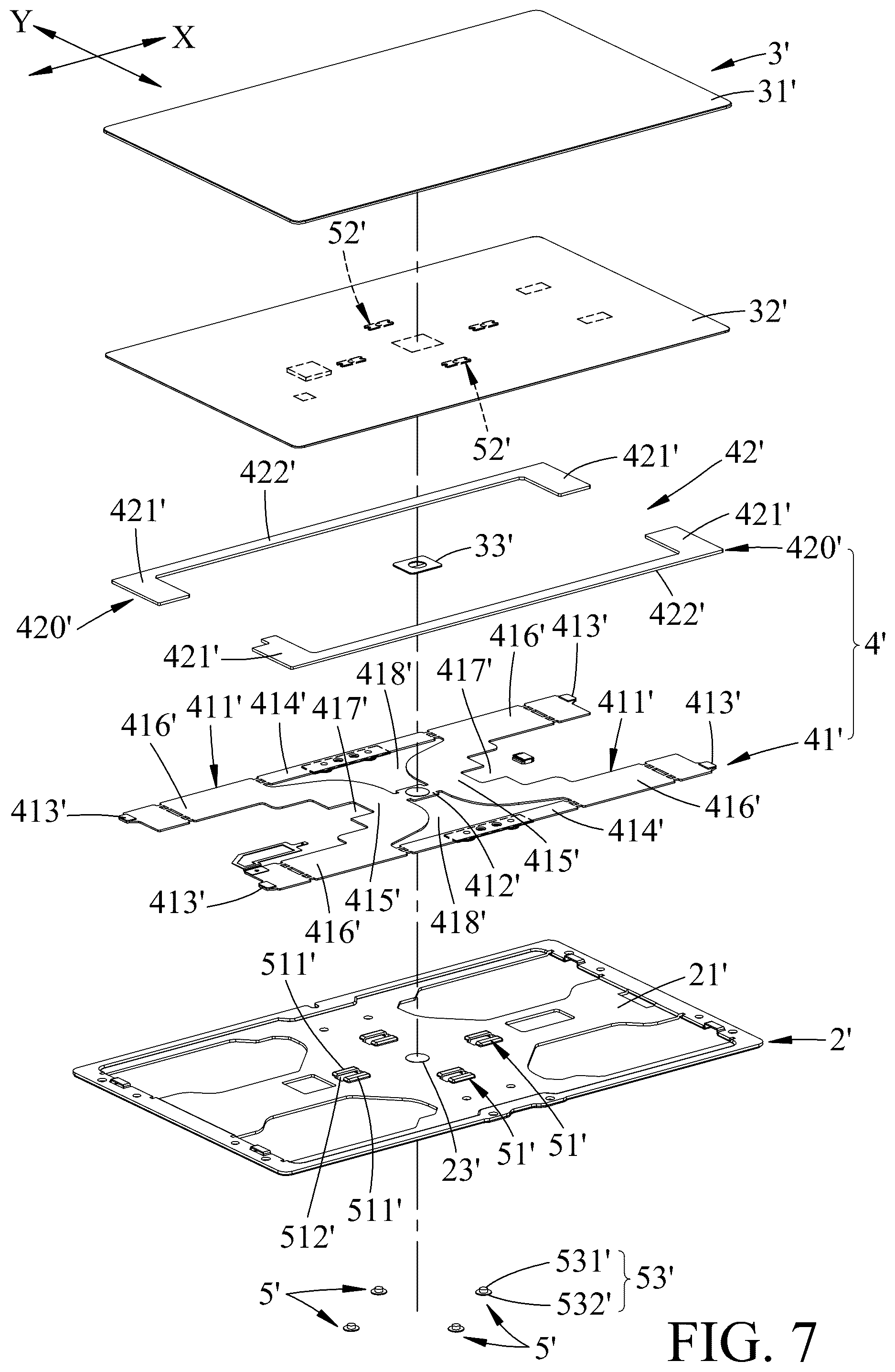 Patent US12321541 Figure 7 – Touch pad device