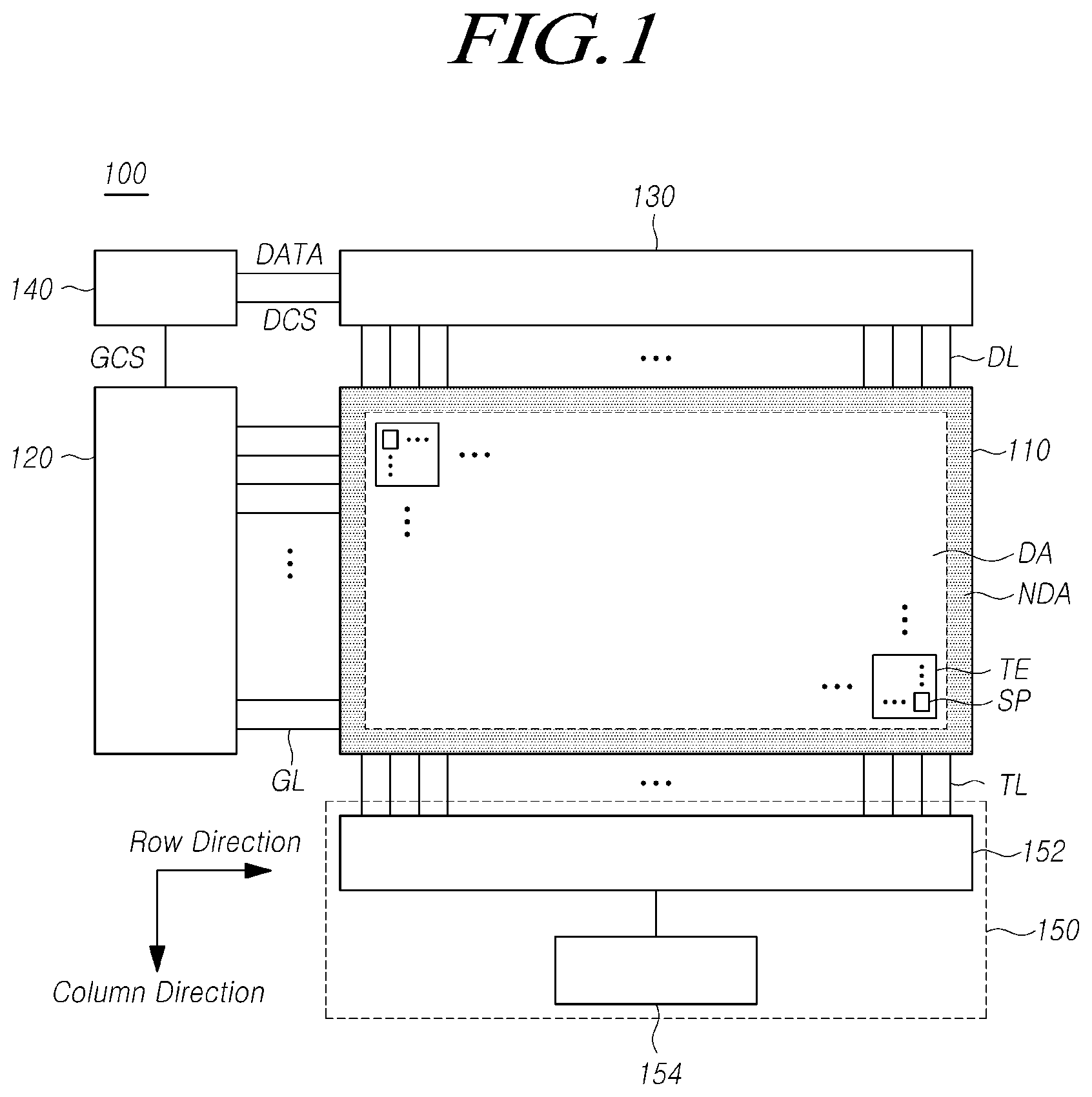 Patent US12321547 Figure 1 – Touch display device