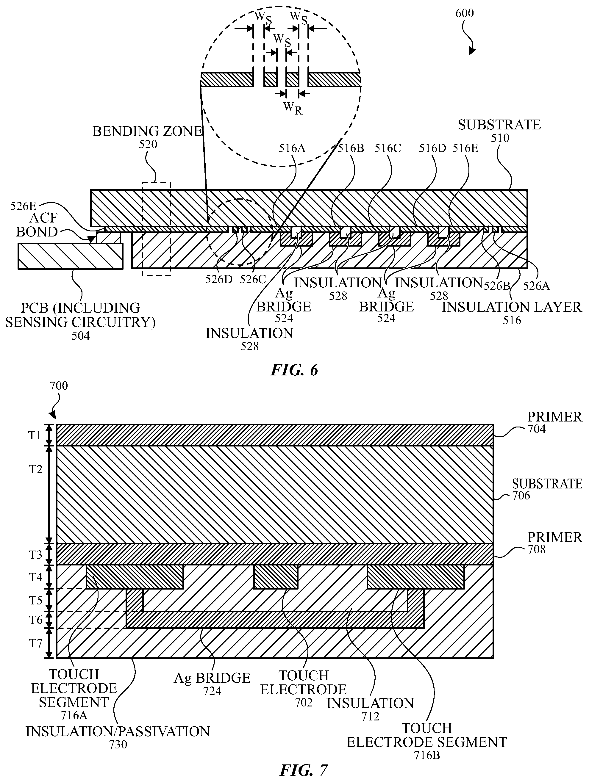 Patent US12321556 Figure 6 – Touch sensor panel with reduced dimensions and cross-coupling