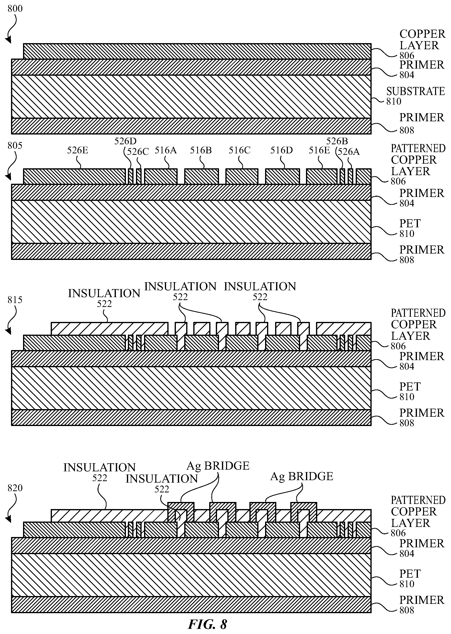 Patent US12321556 Figure 7 – Touch sensor panel with reduced dimensions and cross-coupling