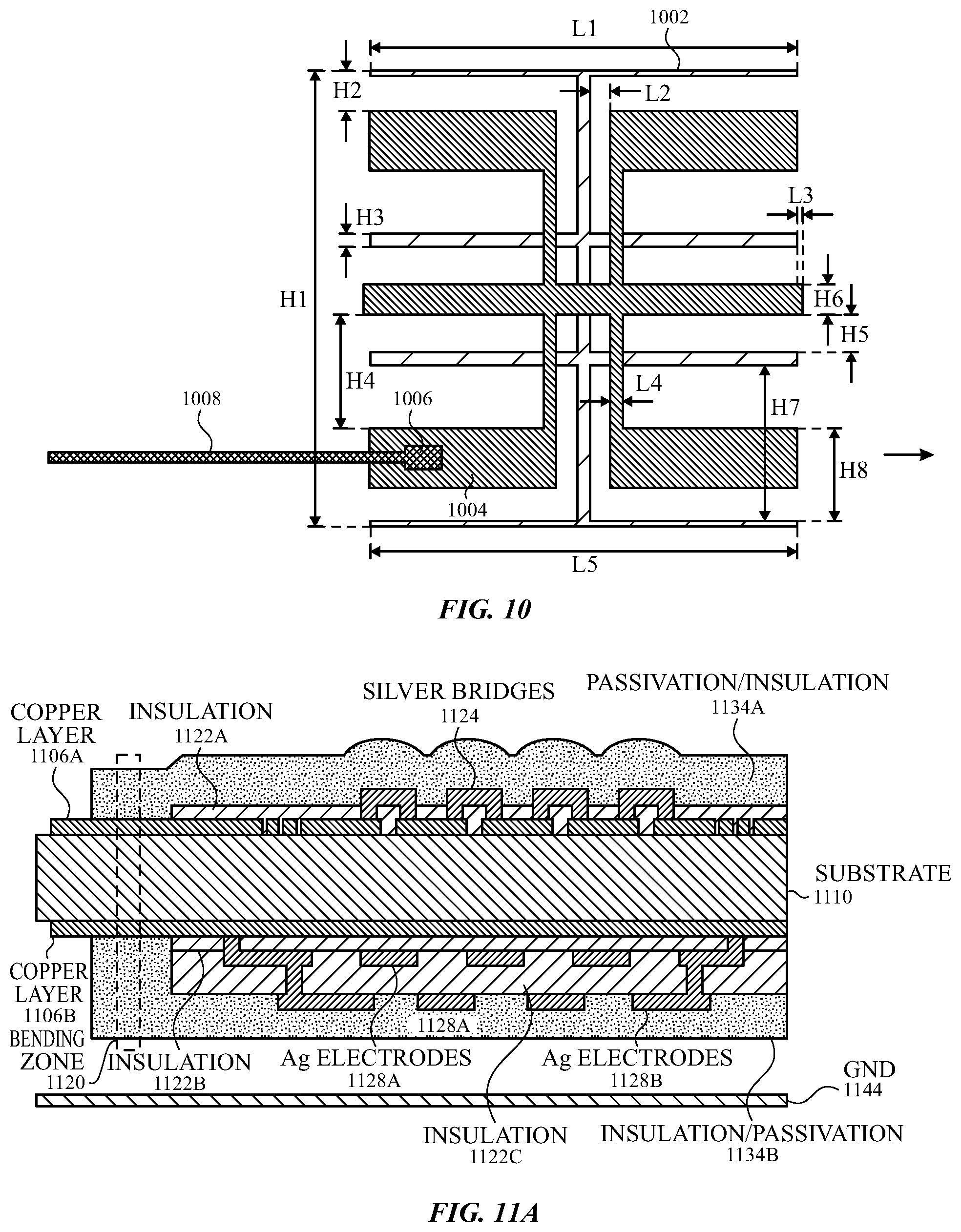 Patent US12321556 Figure 10 – Touch sensor panel with reduced dimensions and cross-coupling