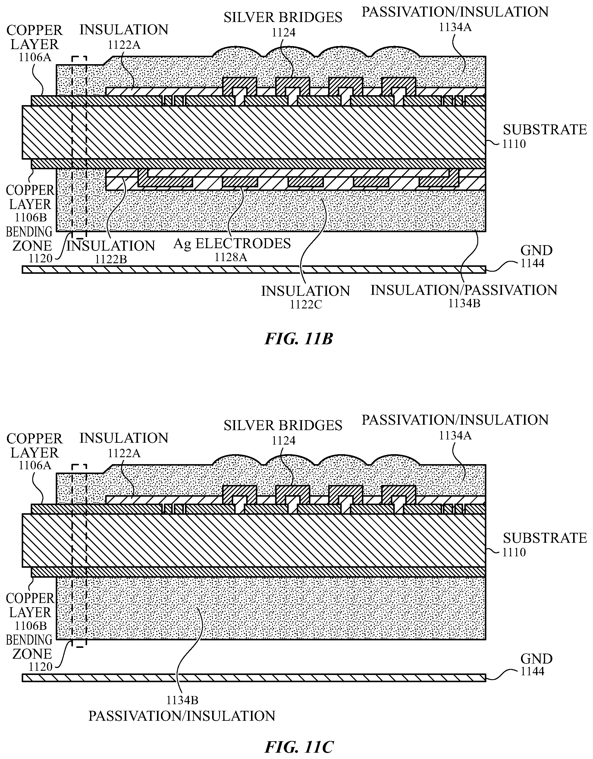 Patent US12321556 Figure 11 – Touch sensor panel with reduced dimensions and cross-coupling