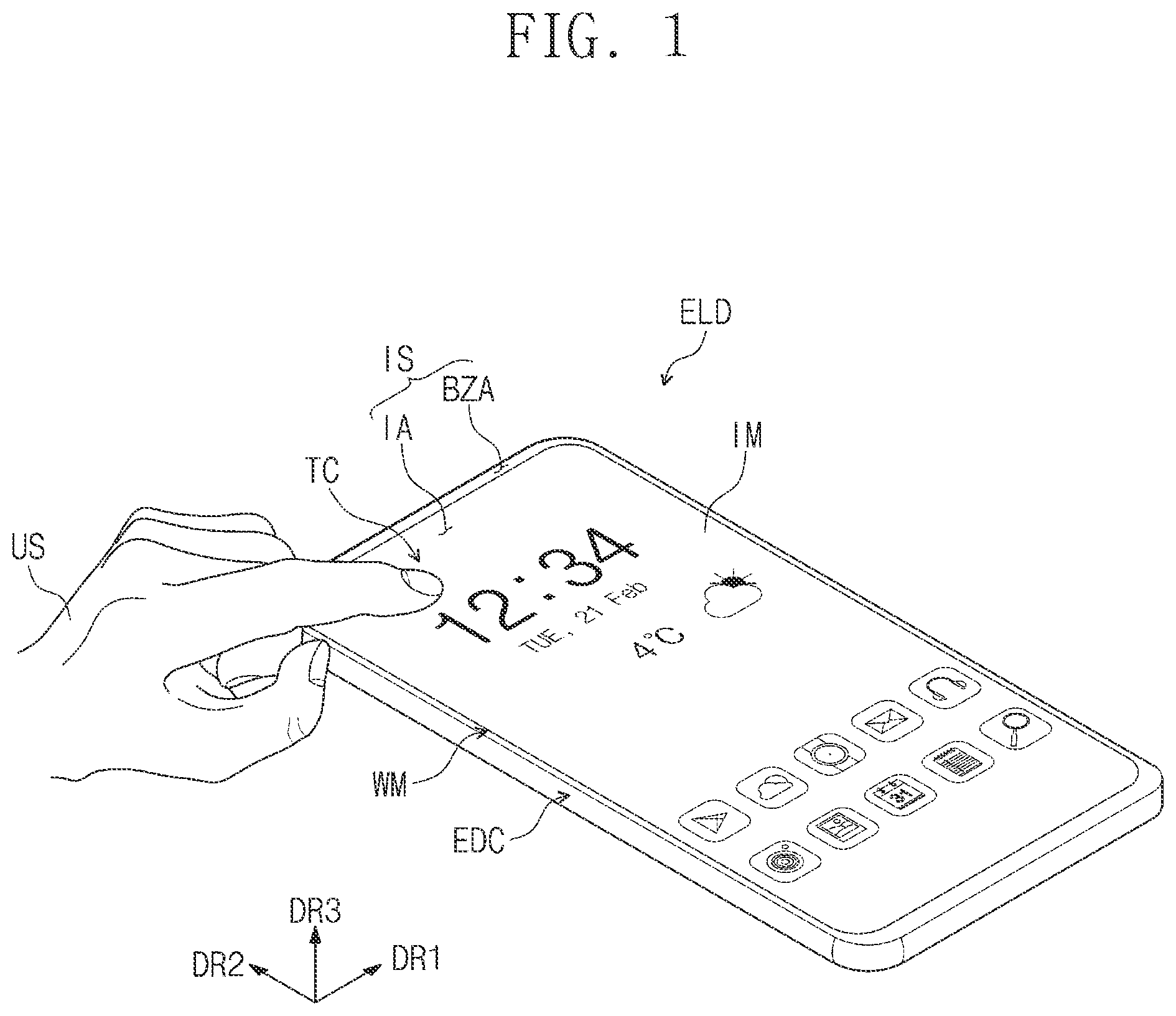Patent US12321558 Figure 1 – Display device