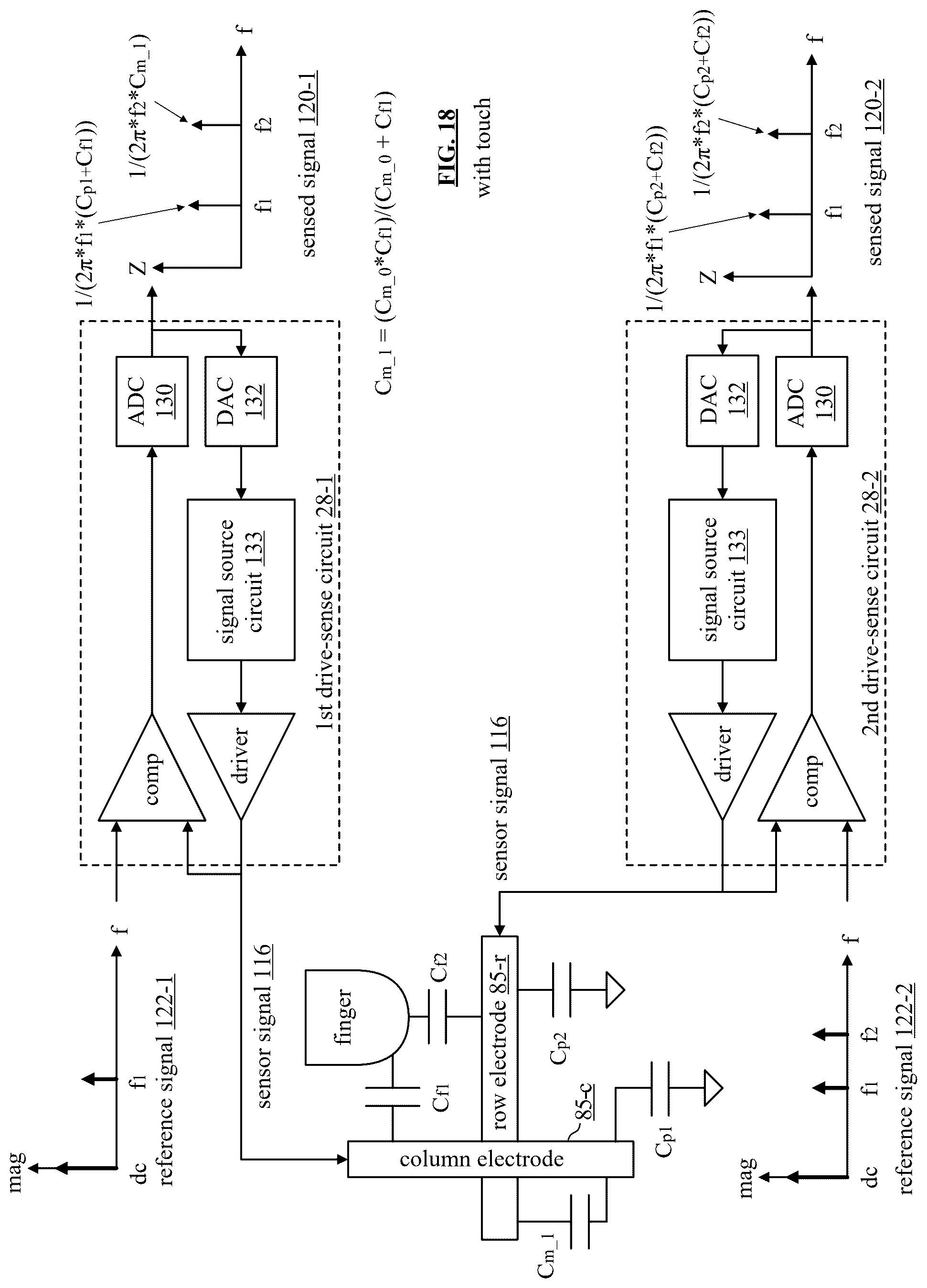 Patent US12321560 Figure 12 – Fingerprint imaging device incorporating electrodes and drive-sense circuitry
