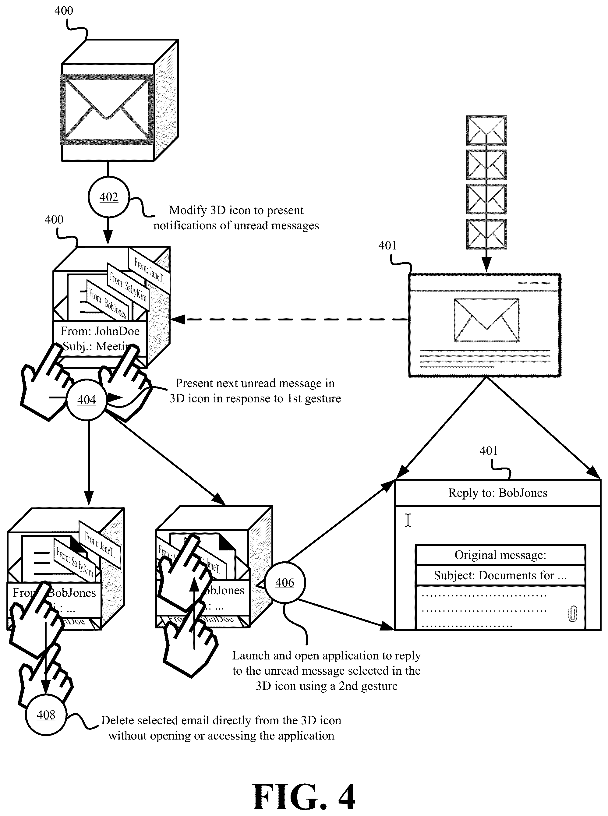 Patent US12321562 Figure 4 – Systems and methods for interacting with three-dimensional graphical user interface elements to control computer operation