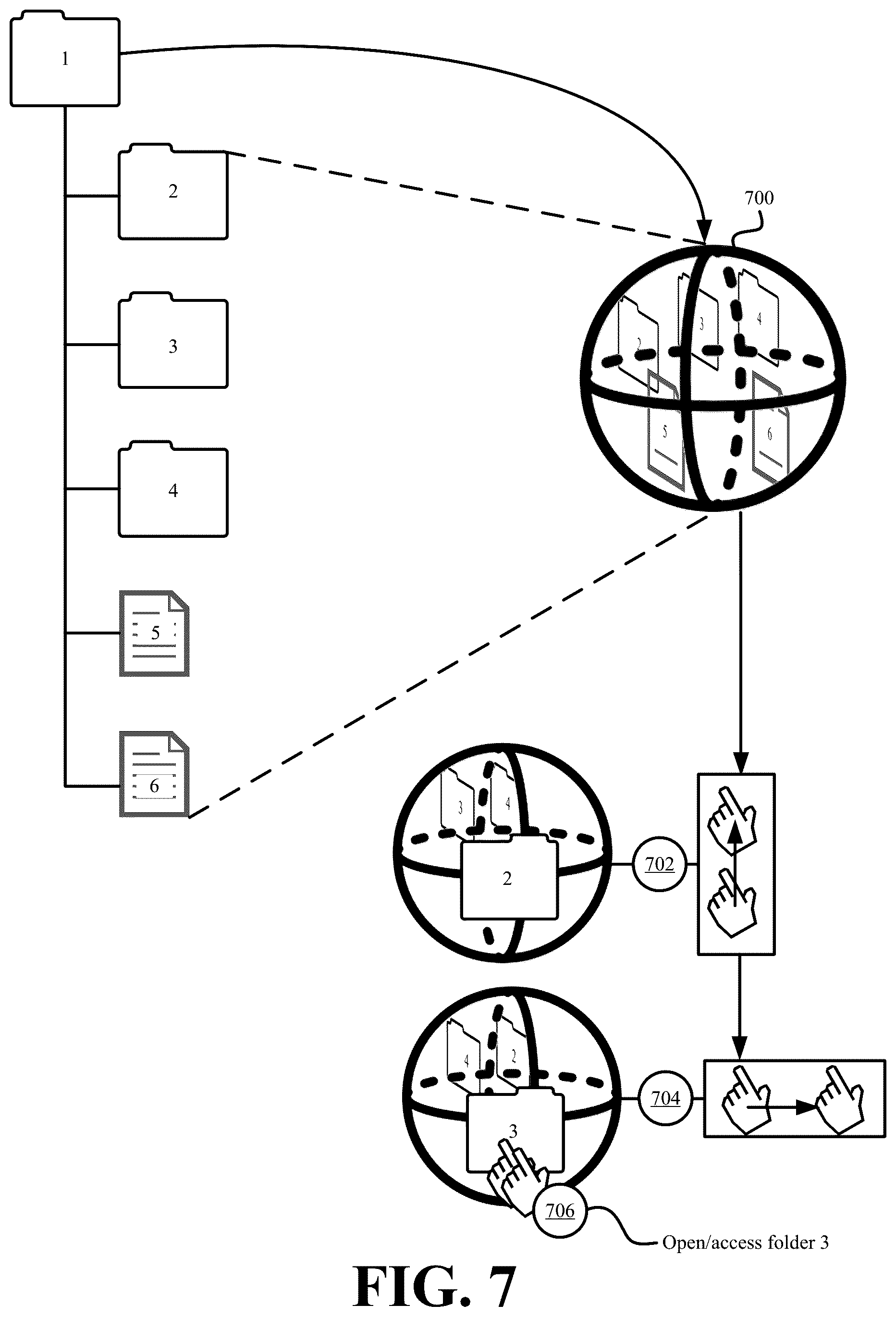 Patent US12321562 Figure 7 – Systems and methods for interacting with three-dimensional graphical user interface elements to control computer operation