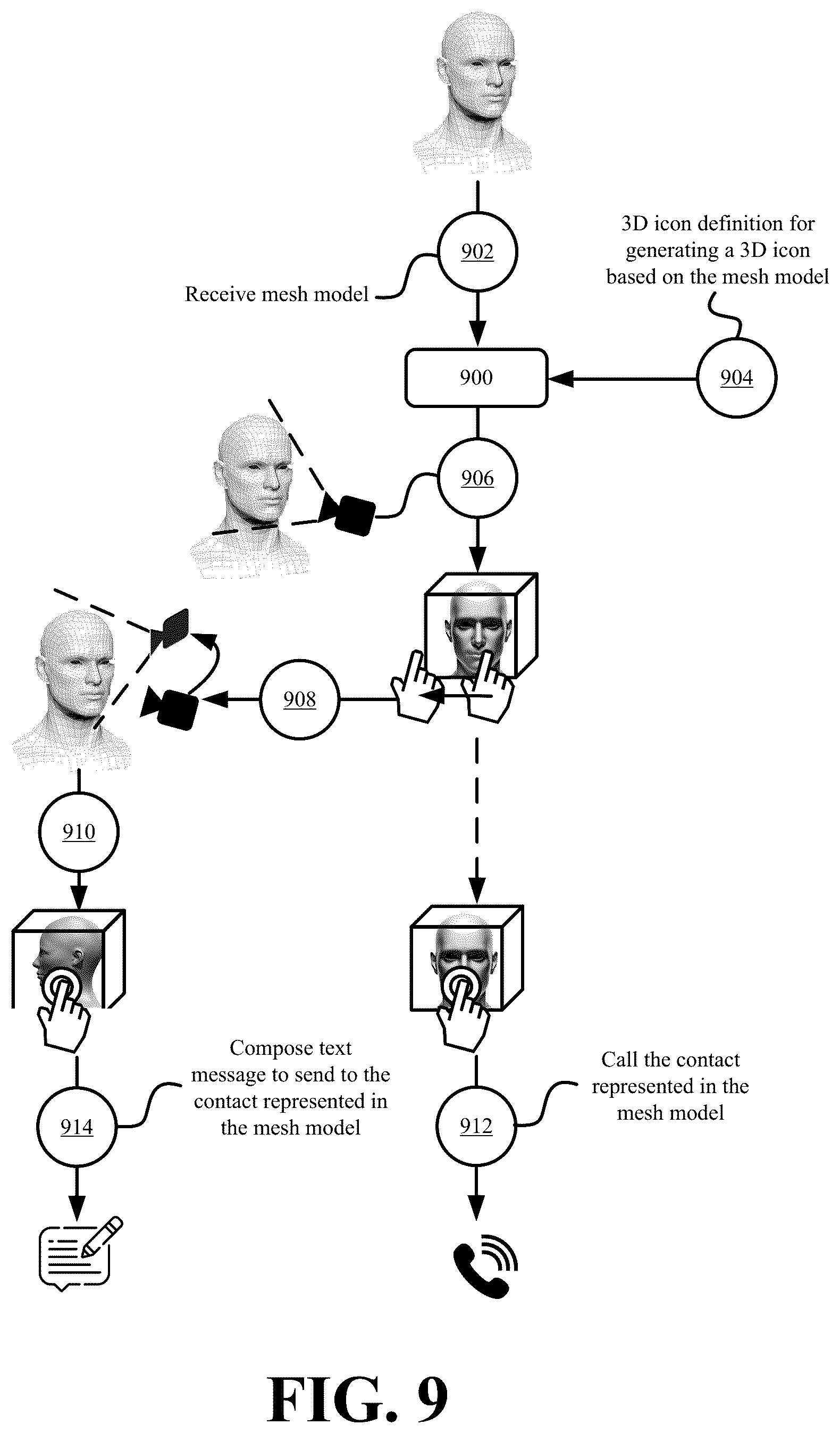 Patent US12321562 Figure 9 – Systems and methods for interacting with three-dimensional graphical user interface elements to control computer operation