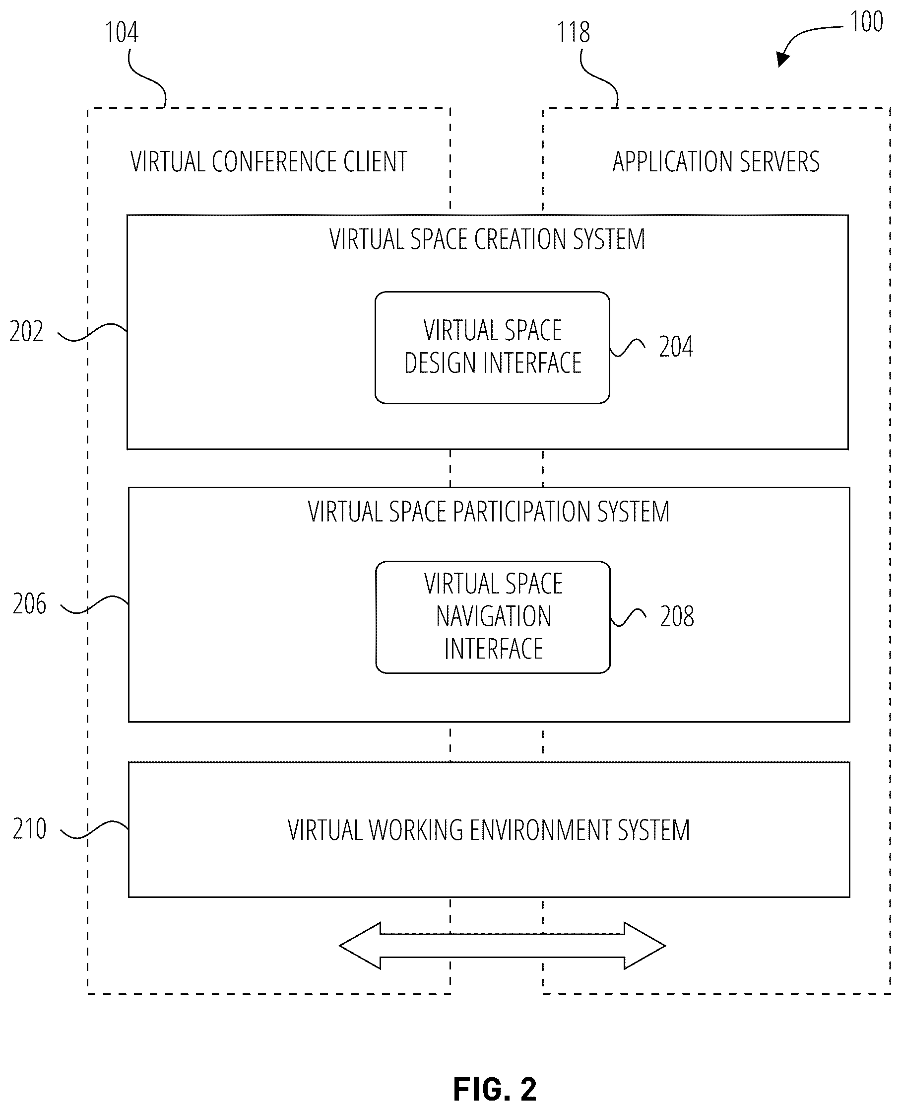 Patent US12321564 Figure 2 – Presenting participant reactions within a virtual working environment