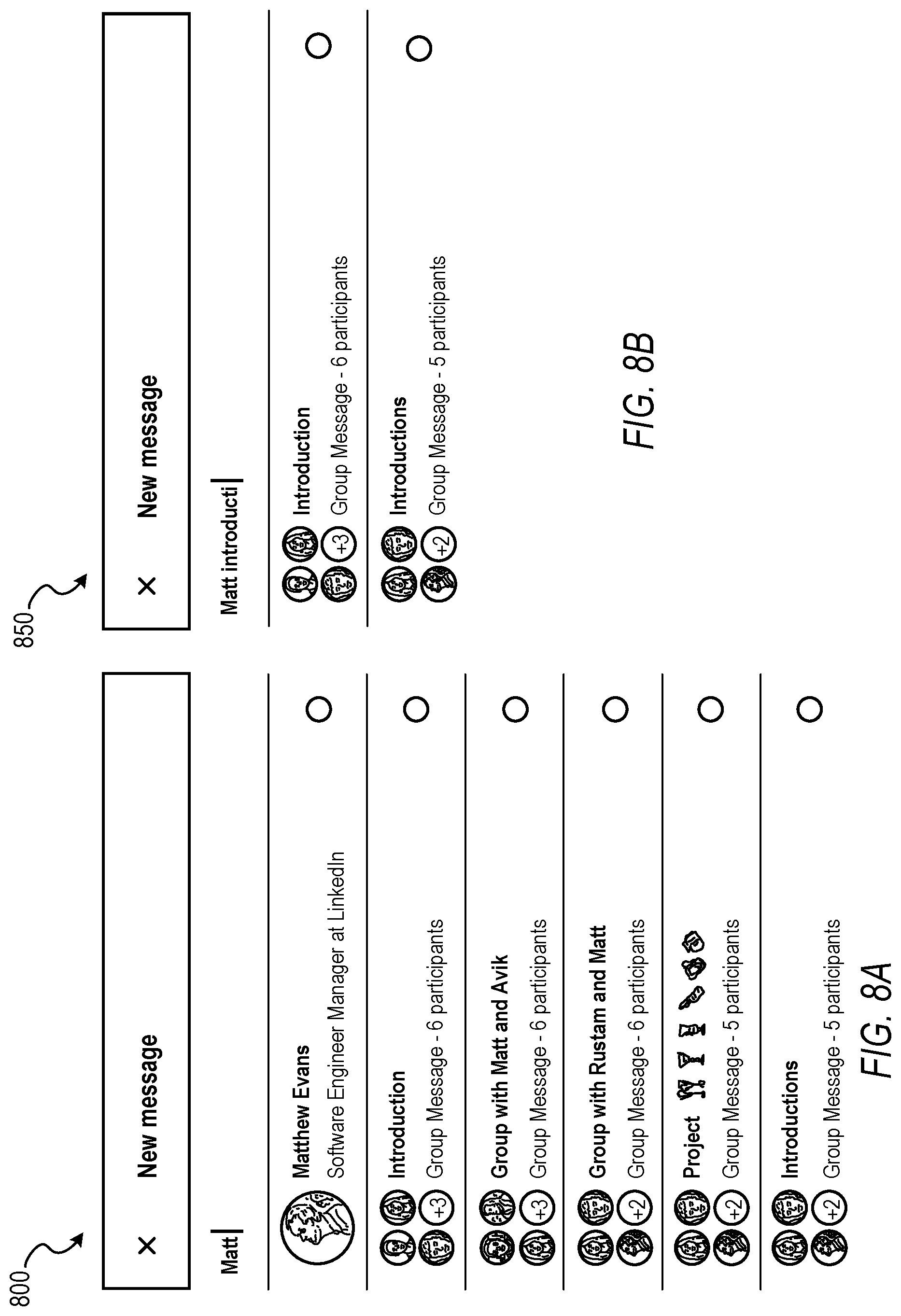 Patent US12321566 Figure 8 – Message application improvement for recalling one to many private conversations