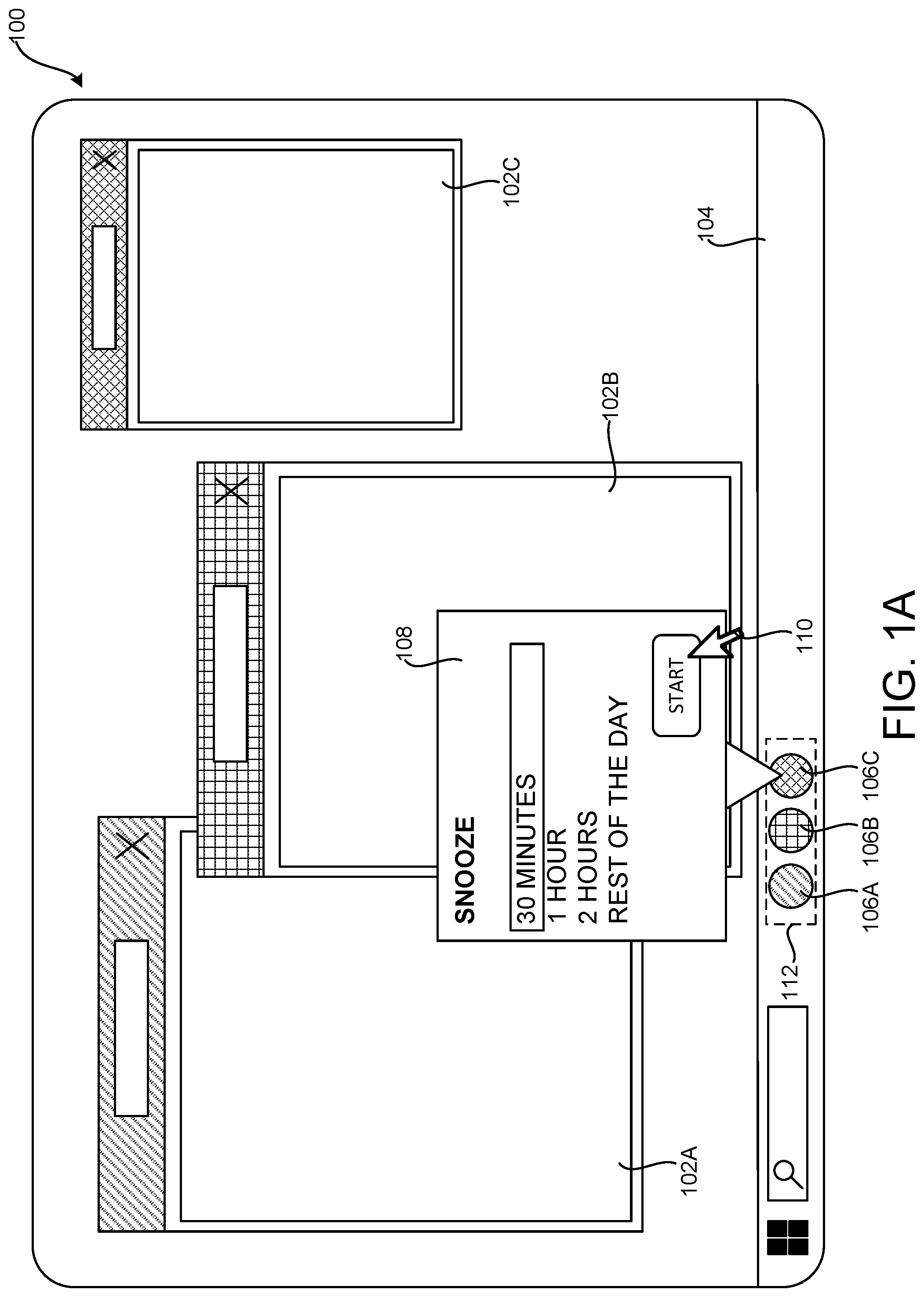 Patent US12321584 Figure 1 – Temporarily hiding user interface elements