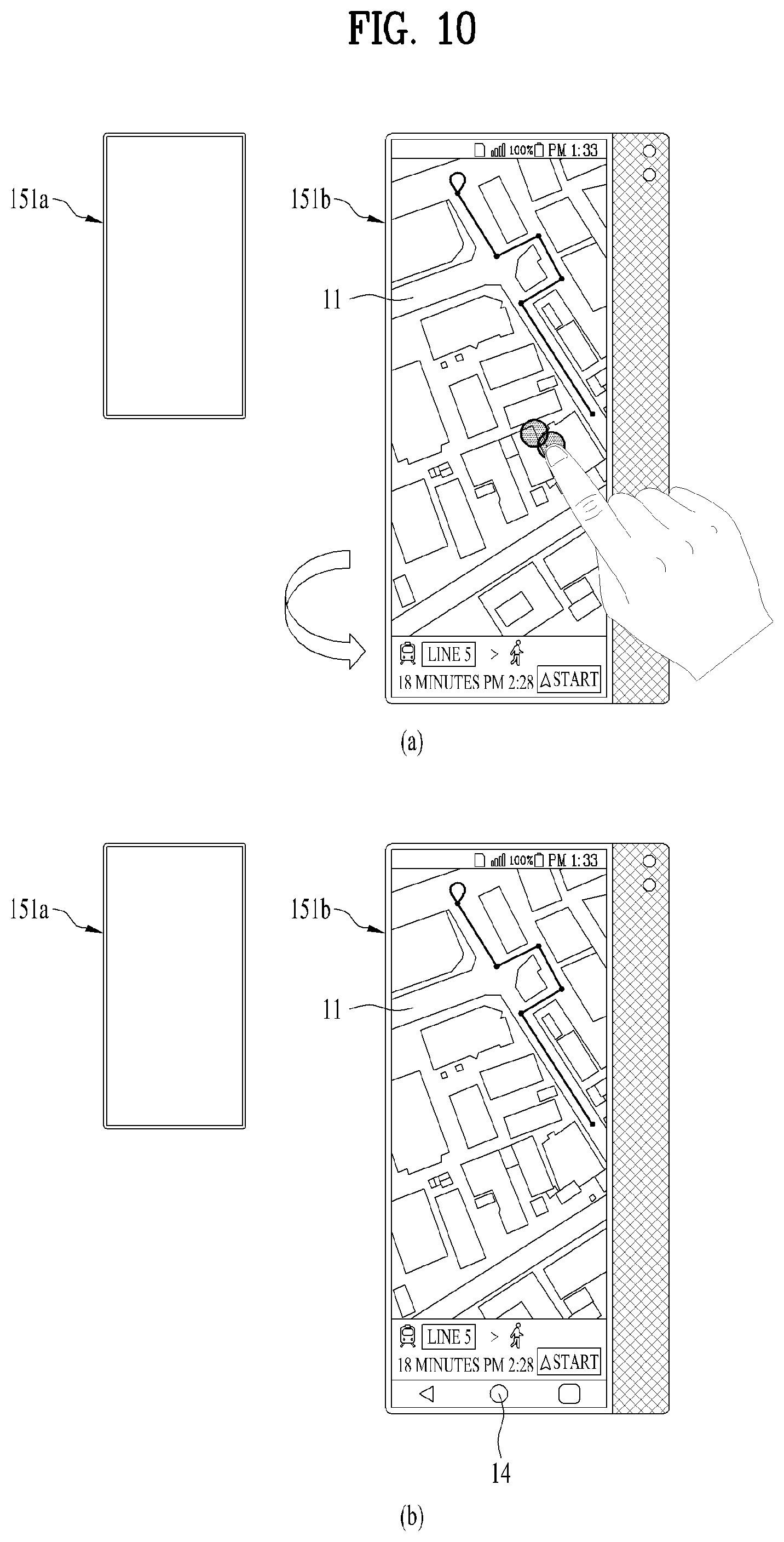 Patent US12321587 Figure 10 – Mobile terminal including flexible display unit having first and second display