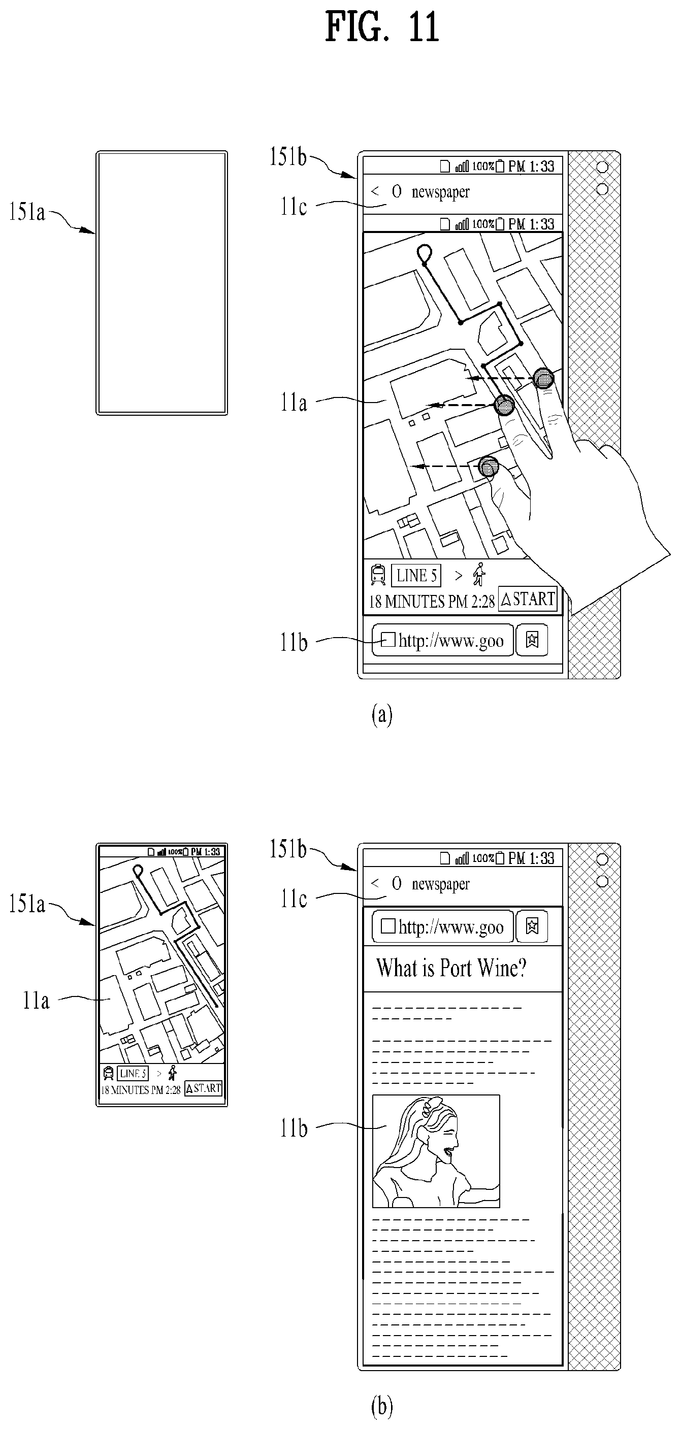 Patent US12321587 Figure 11 – Mobile terminal including flexible display unit having first and second display
