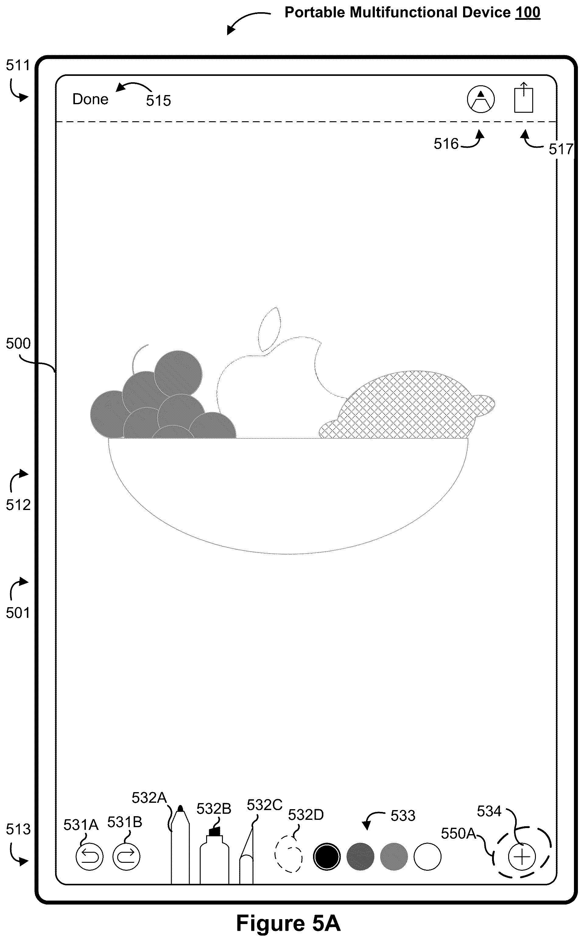 Patent US12321589 Figure 7 – Device, method, and graphical user interface for annotating content
