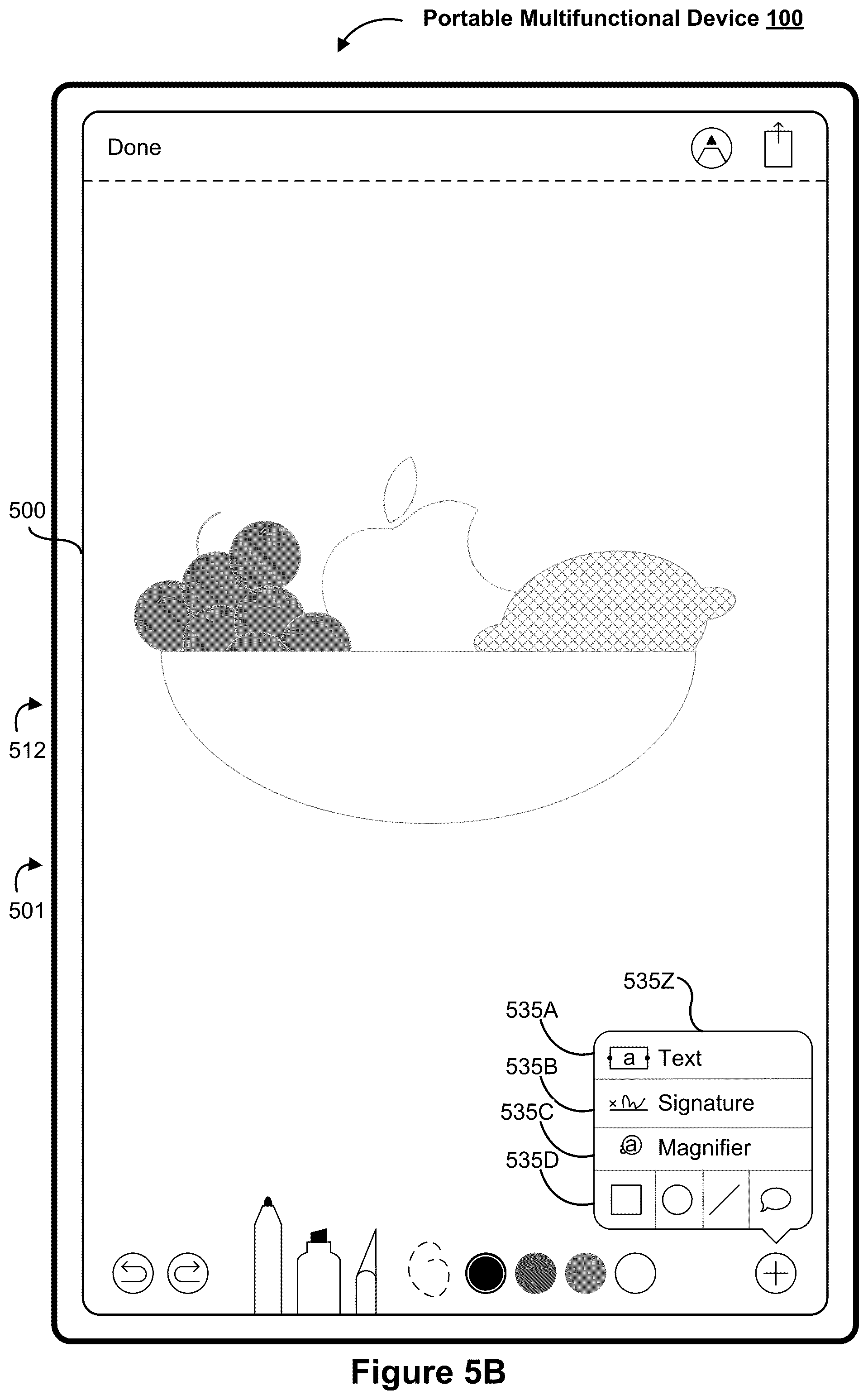Patent US12321589 Figure 8 – Device, method, and graphical user interface for annotating content
