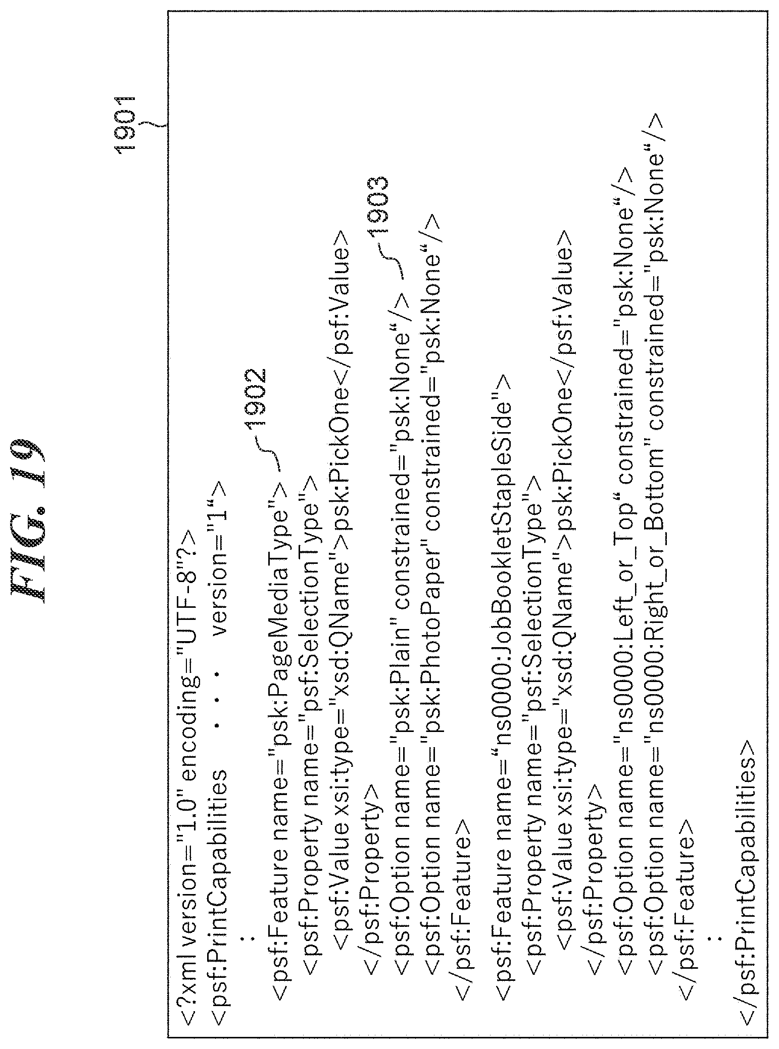 Patent US12321647 Figure 19 – Information processing apparatus capable of reducing load of providing print settings user interface, method of controlling information processing apparatus, and storage medium