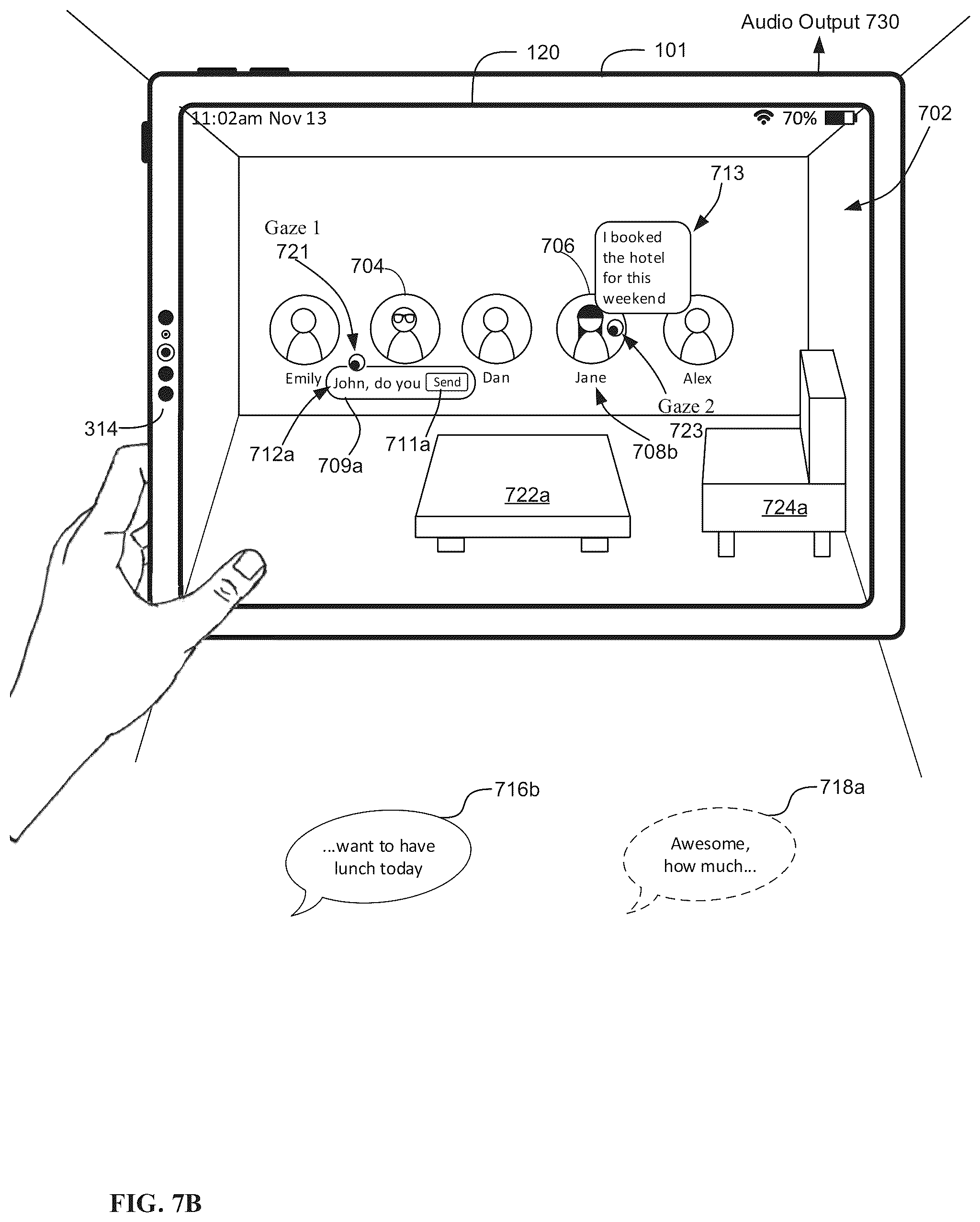 Patent US12321666 Figure 8 – Methods for quick message response and dictation in a three-dimensional environment