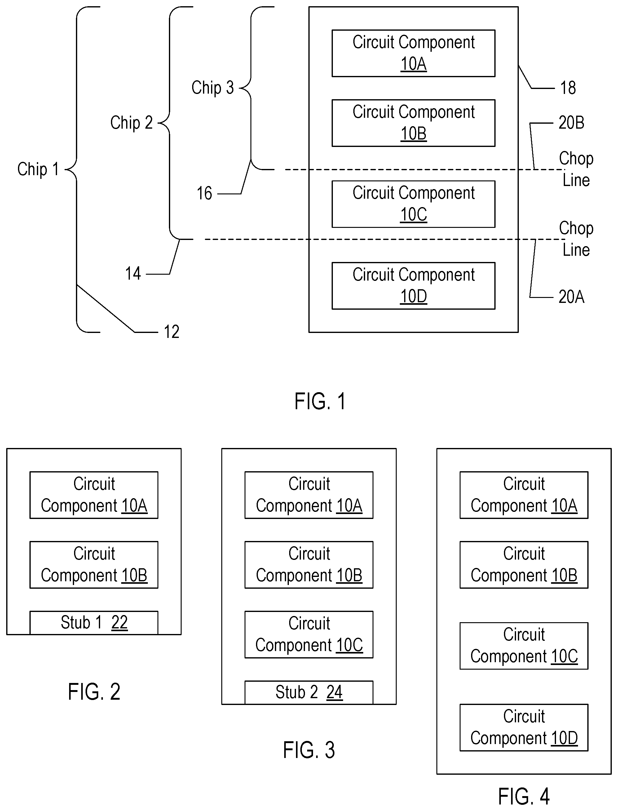 Patent US12321681 Figure 1 – Full die and partial die tape outs from common design