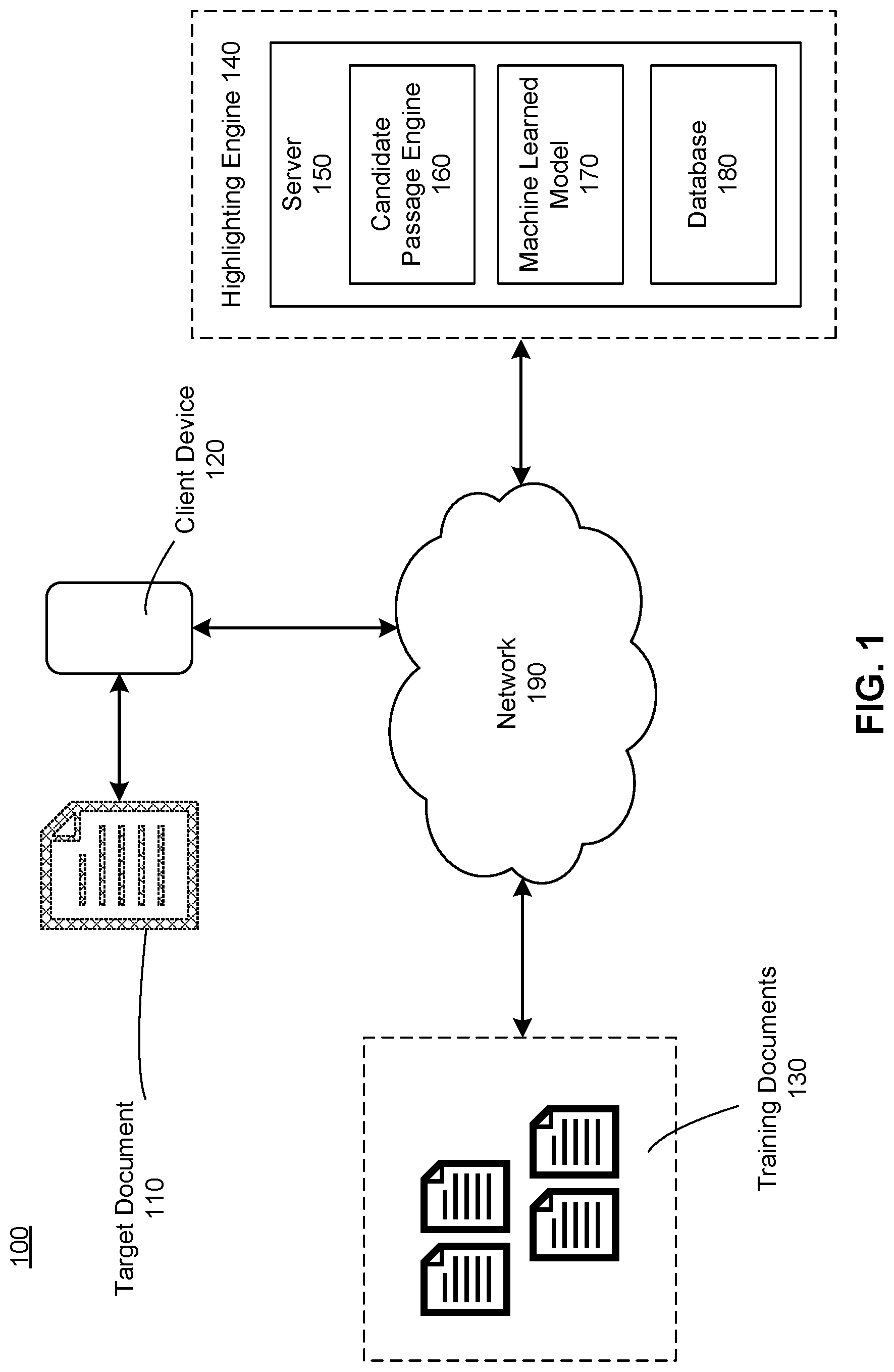 Patent US12321689 — Automated document highlighting in a digital management platform — Figure 1