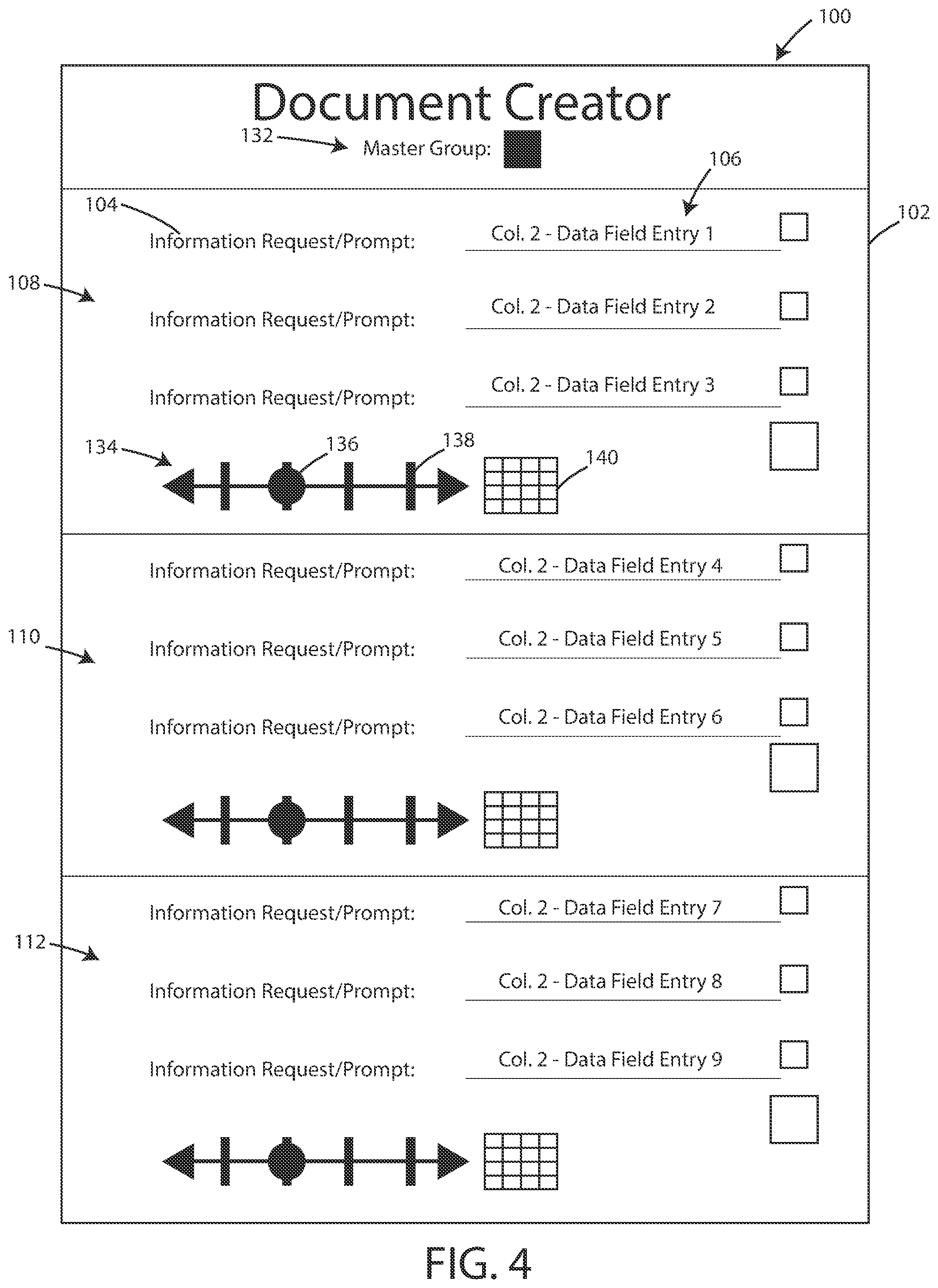 Patent US12321694 Figure 4 – User interface and systems for document creation