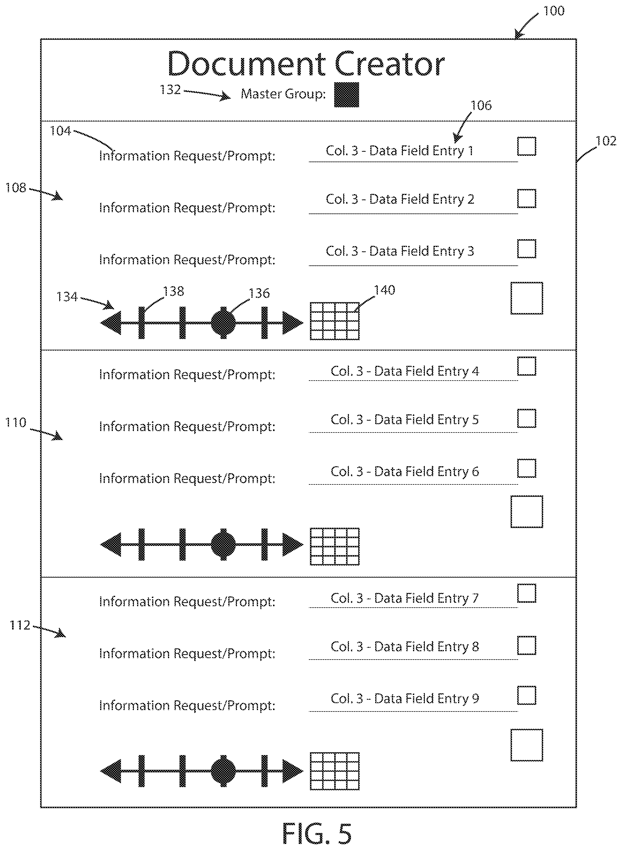 Patent US12321694 Figure 5 – User interface and systems for document creation