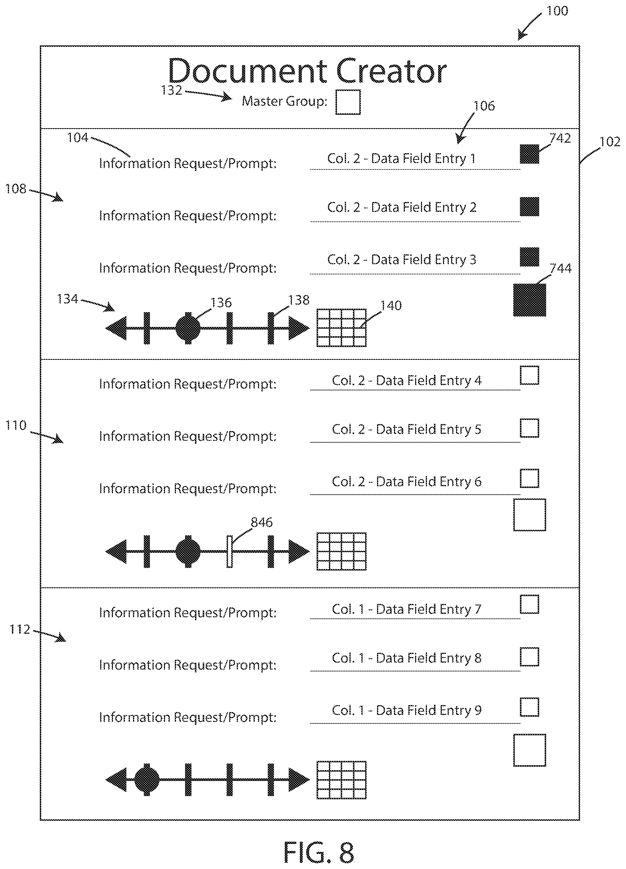 Patent US12321694 Figure 8 – User interface and systems for document creation