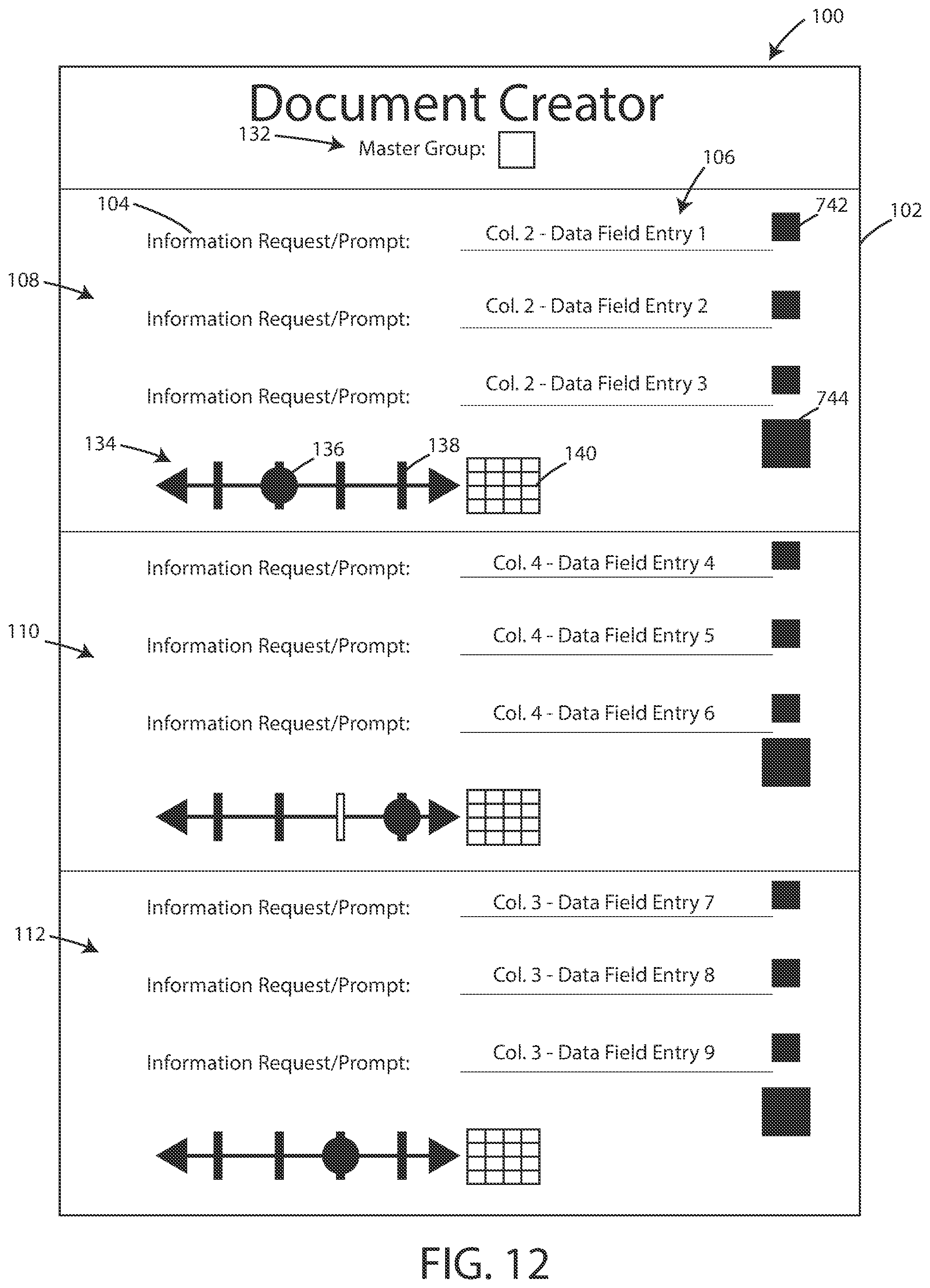 Patent US12321694 Figure 12 – User interface and systems for document creation
