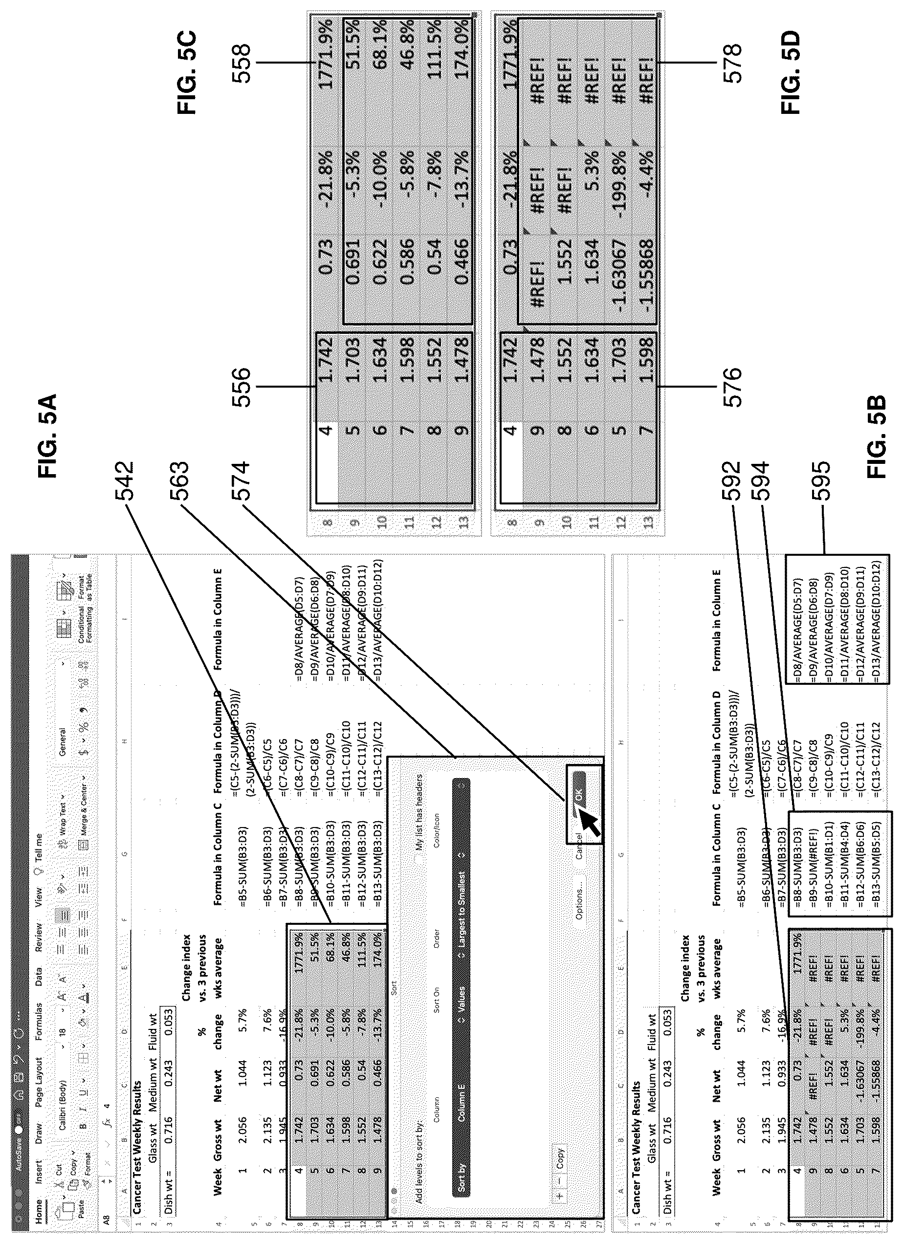 Patent US12321695 Figure 5 – Methods and systems for sorting spreadsheet cells with formulas