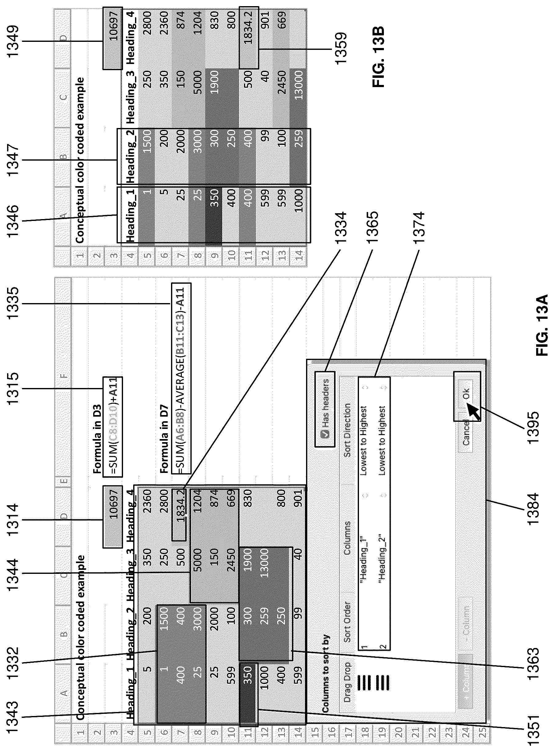 Patent US12321695 Figure 13 – Methods and systems for sorting spreadsheet cells with formulas