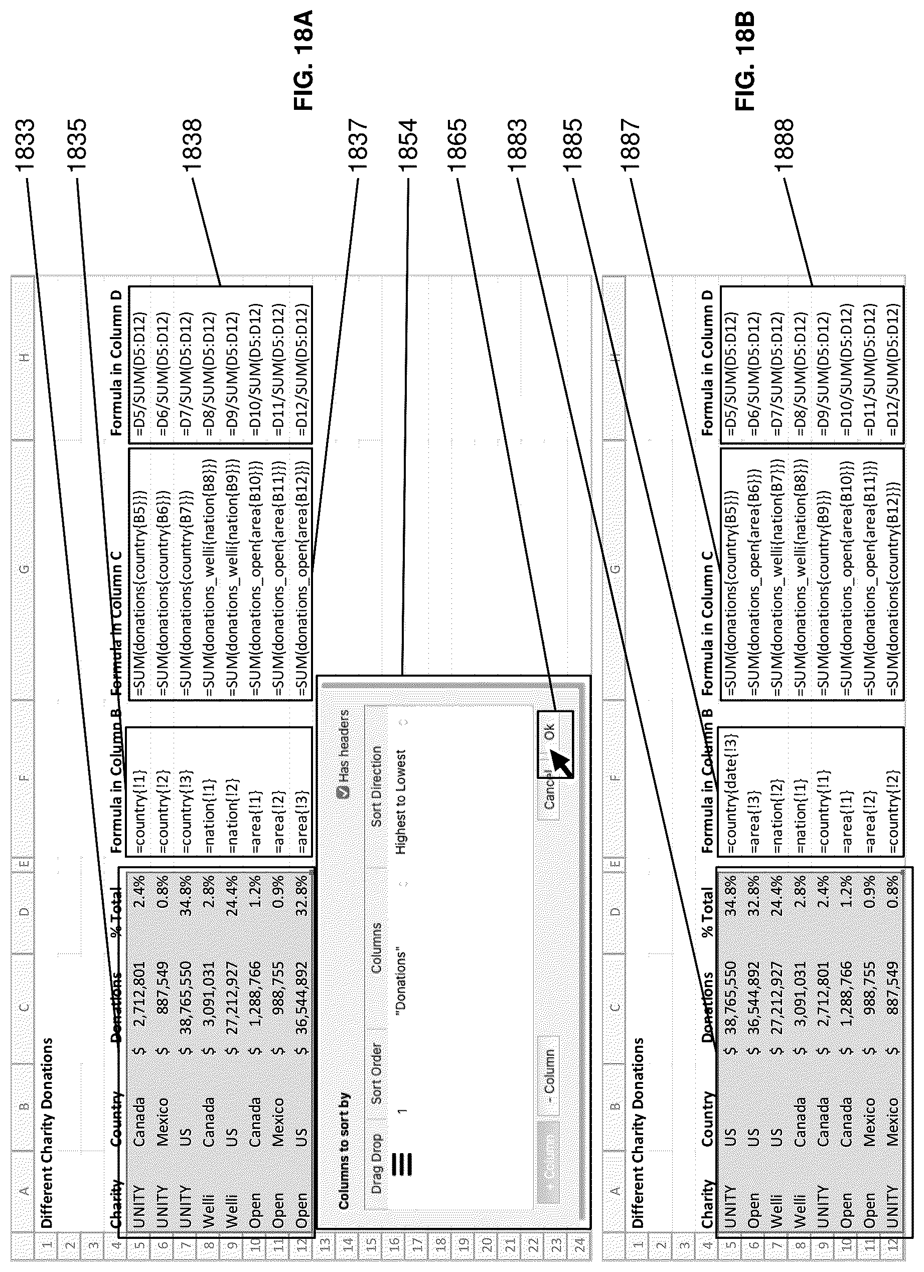 Patent US12321695 Figure 18 – Methods and systems for sorting spreadsheet cells with formulas