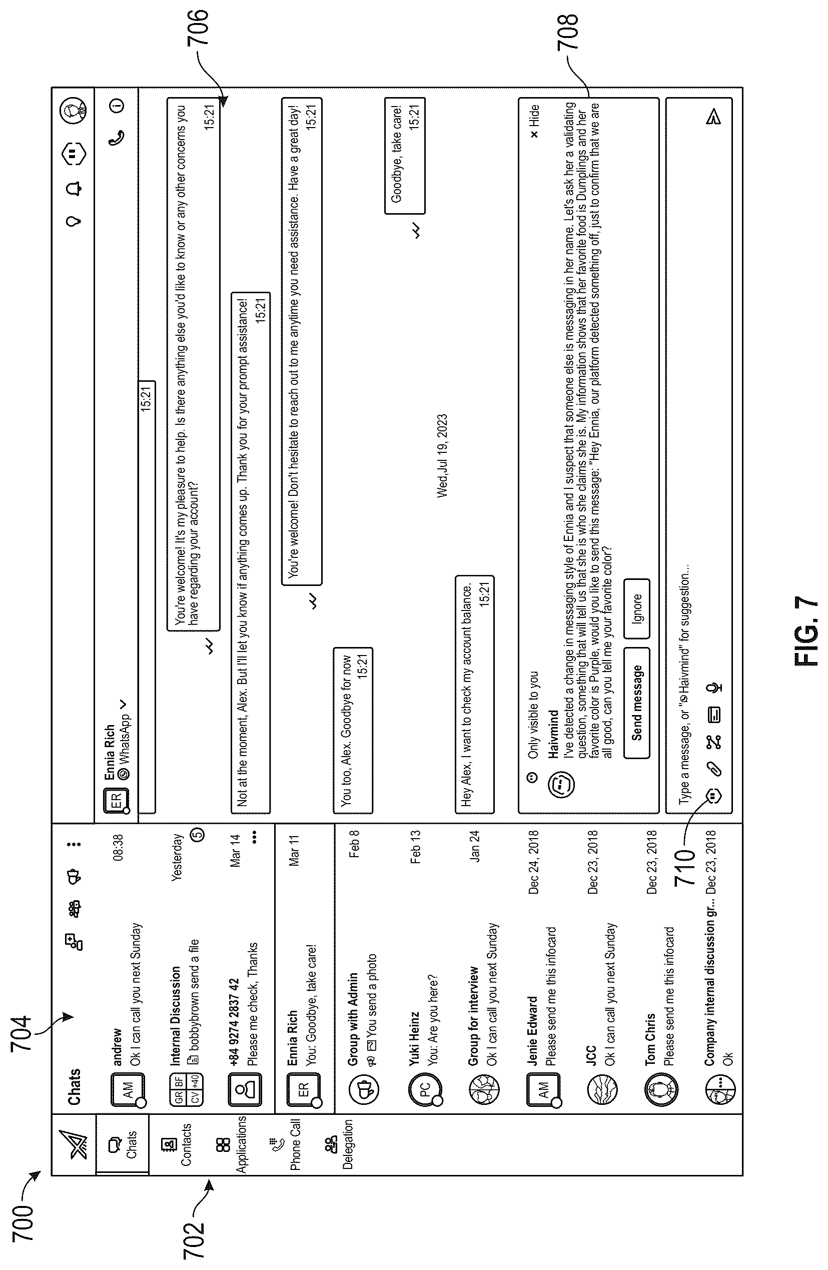 Patent US12321696 Figure 7 – Artificial intelligence enterprise application framework